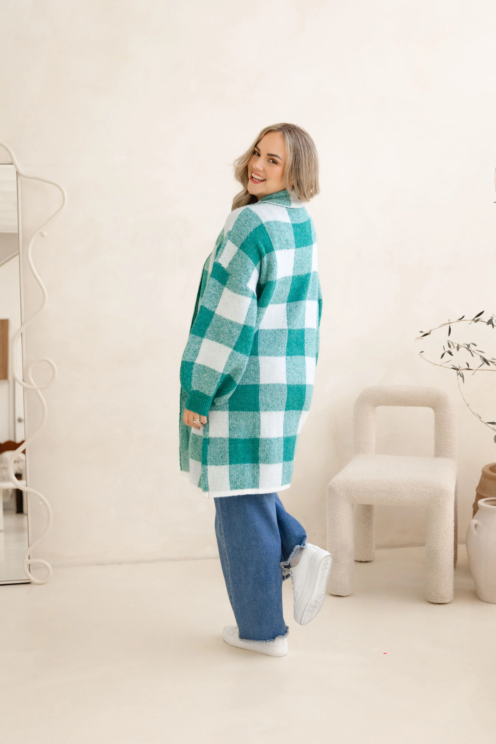 Hampton Knit in Teal Gingham - Image 10