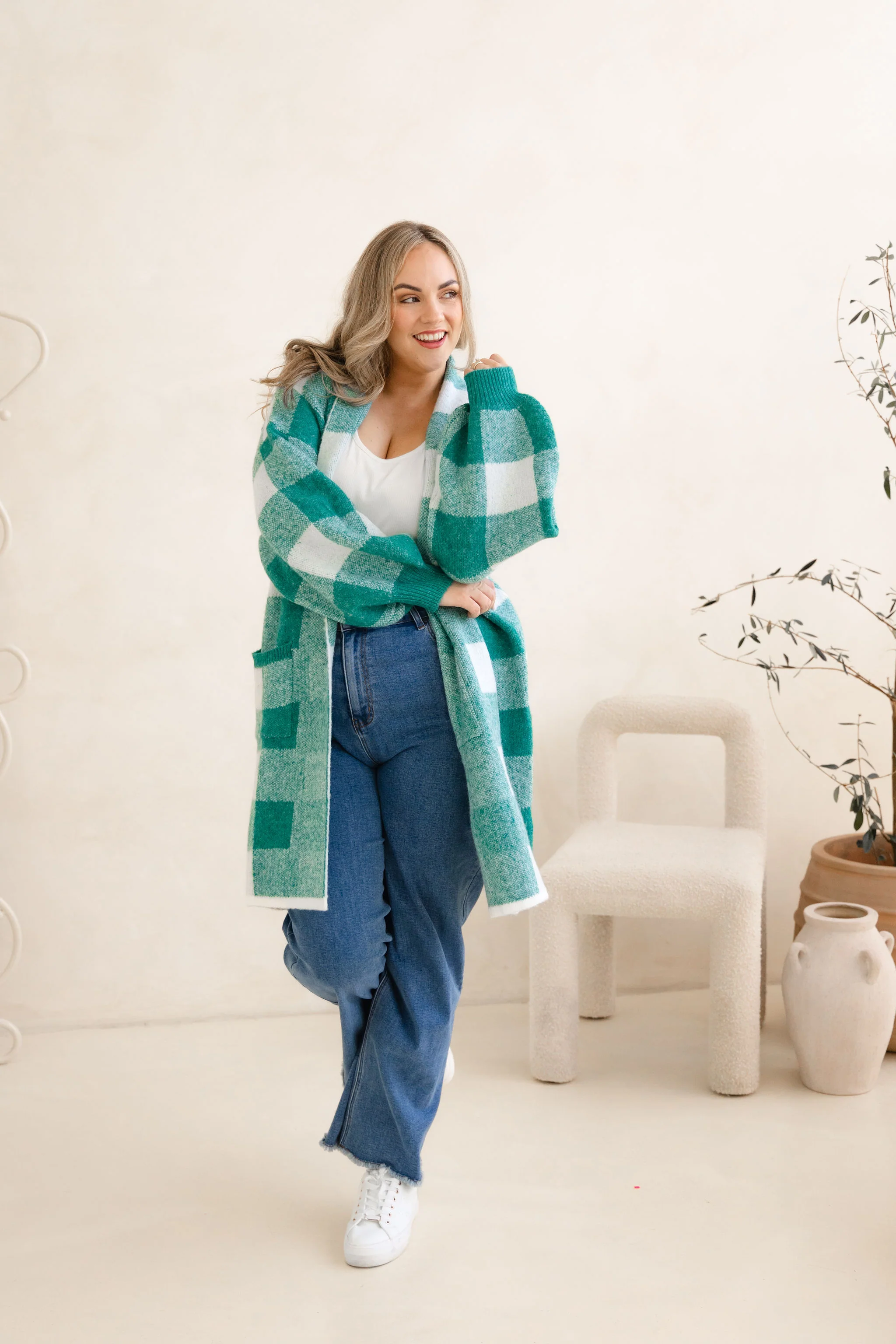 Hampton Knit in Teal Gingham - Image 11