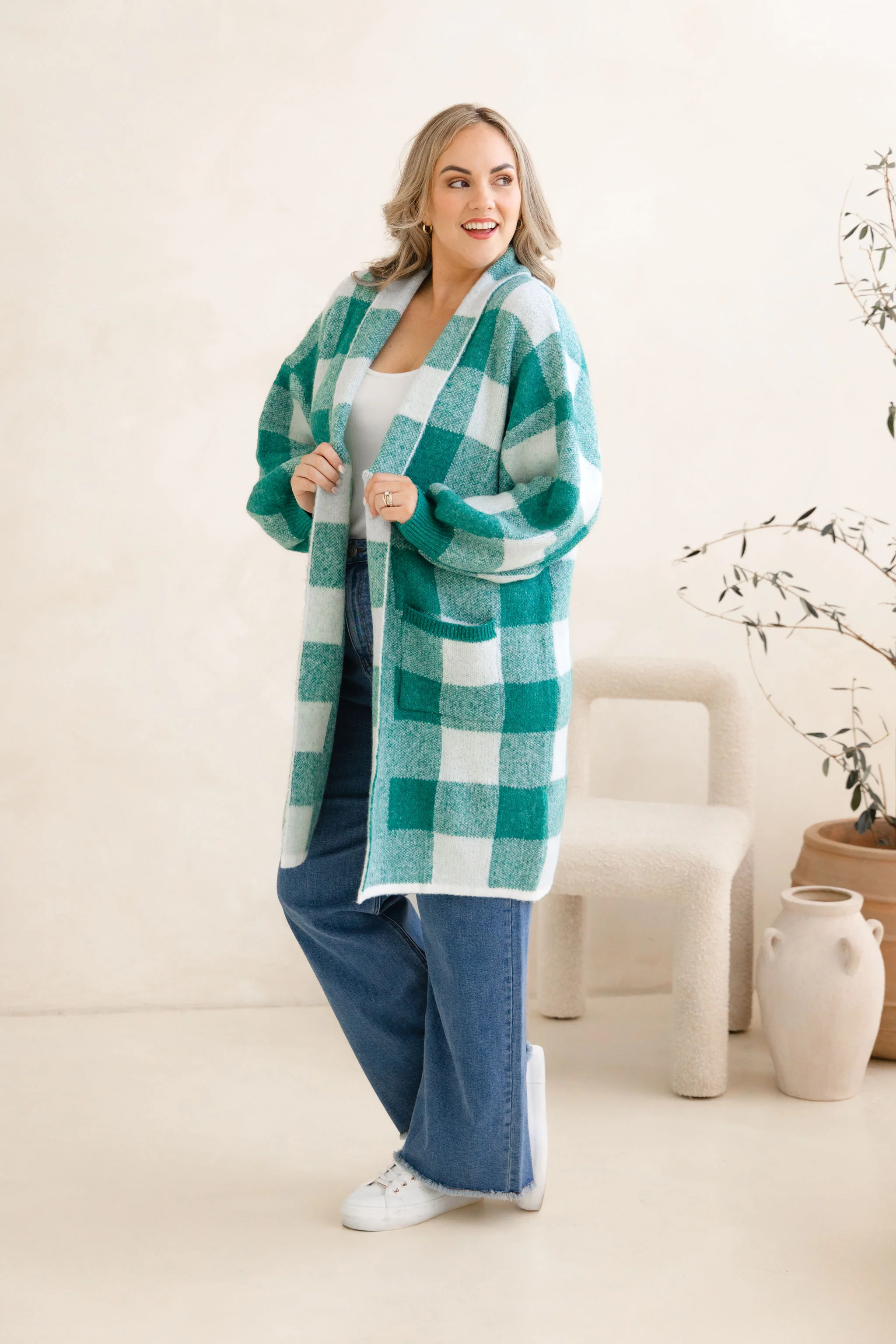 Hampton Knit in Teal Gingham - Image 5