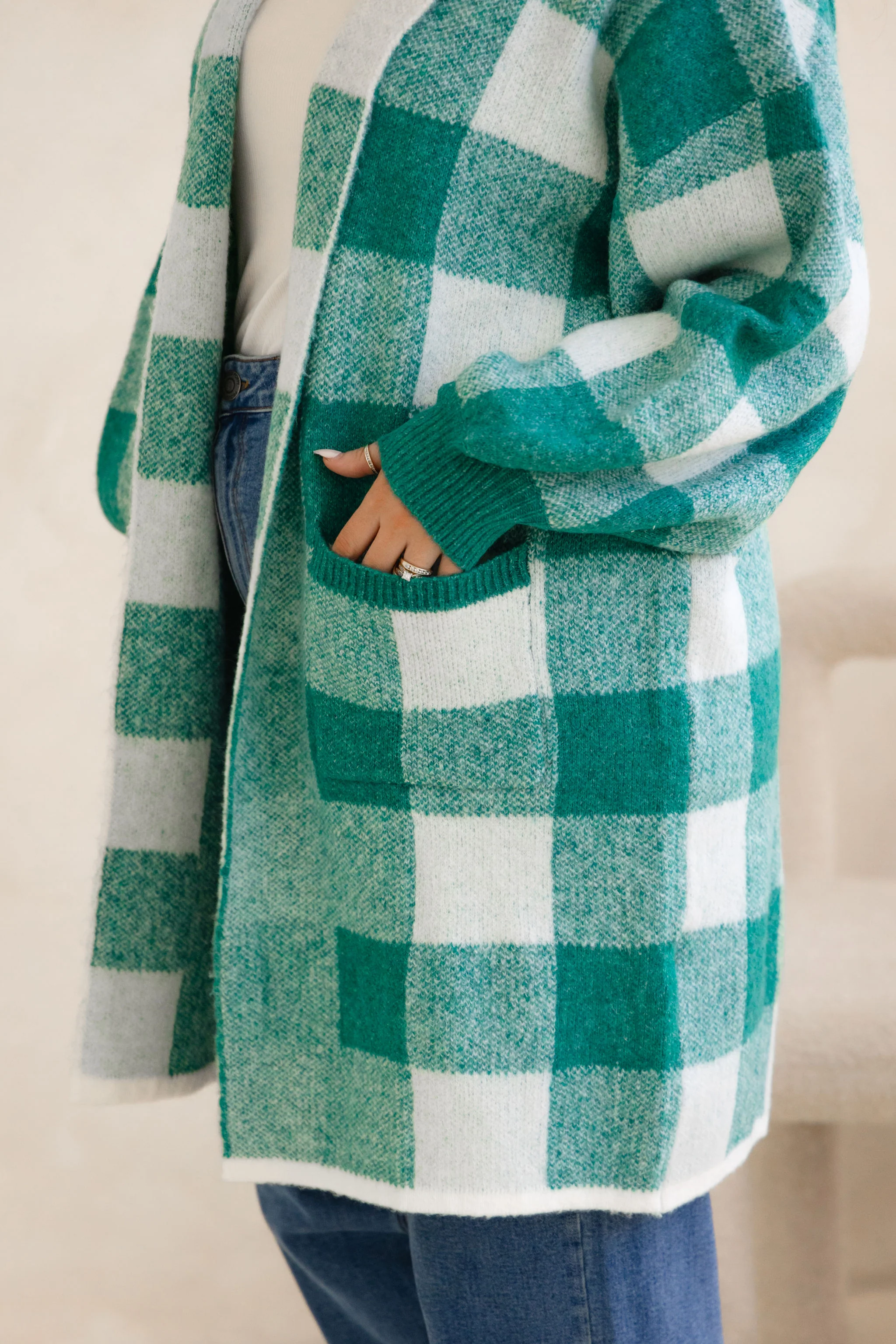 Hampton Knit in Teal Gingham - Image 6