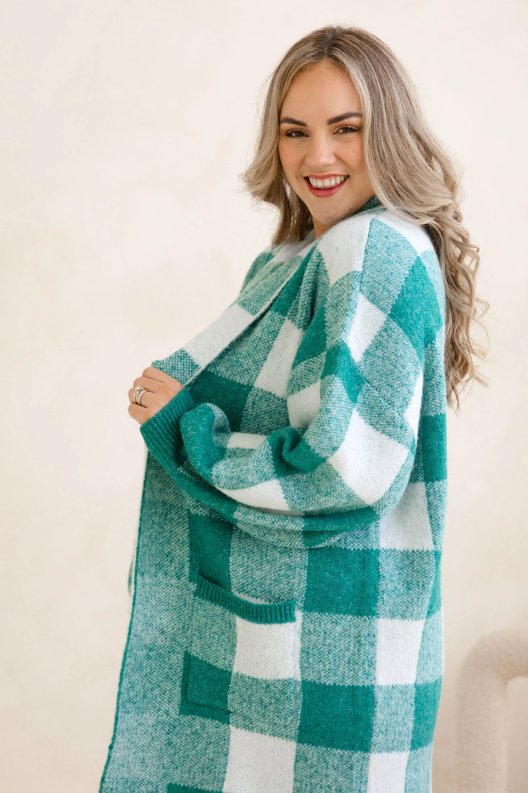 Hampton Knit in Teal Gingham - Image 7