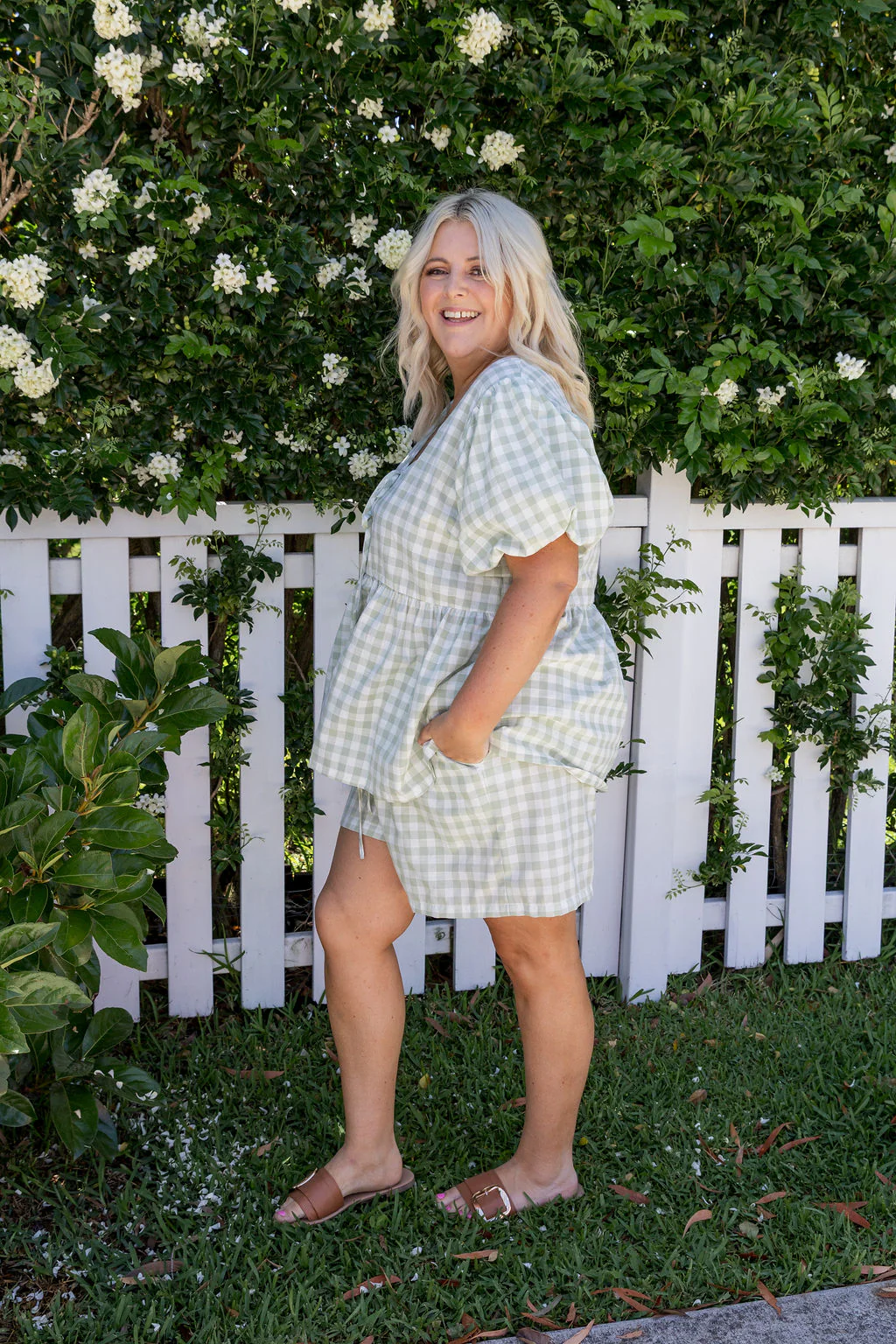 Harlow Short in Sage Gingham - Image 8