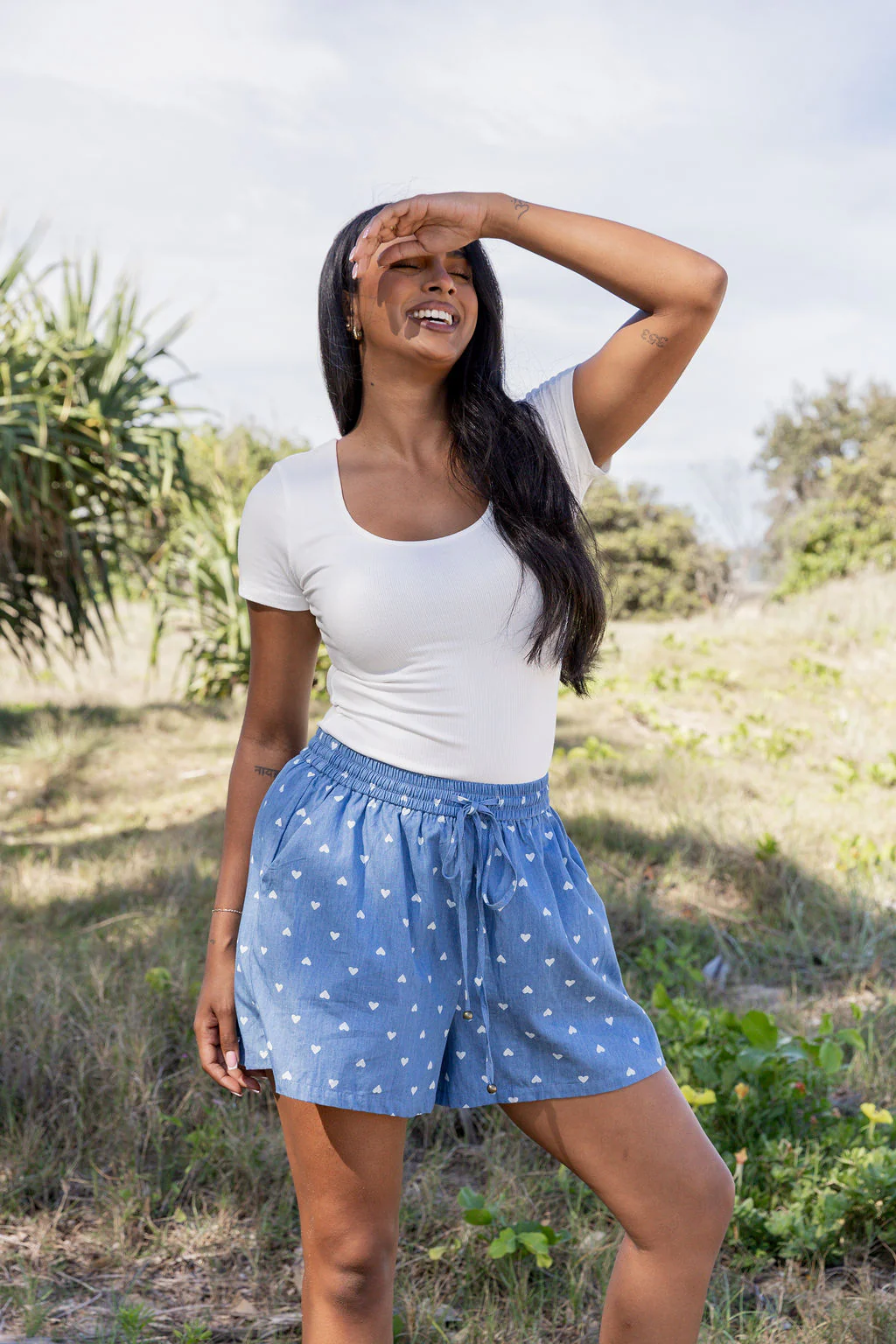 Harlow Shorts in Chambray Hearts - Image 13
