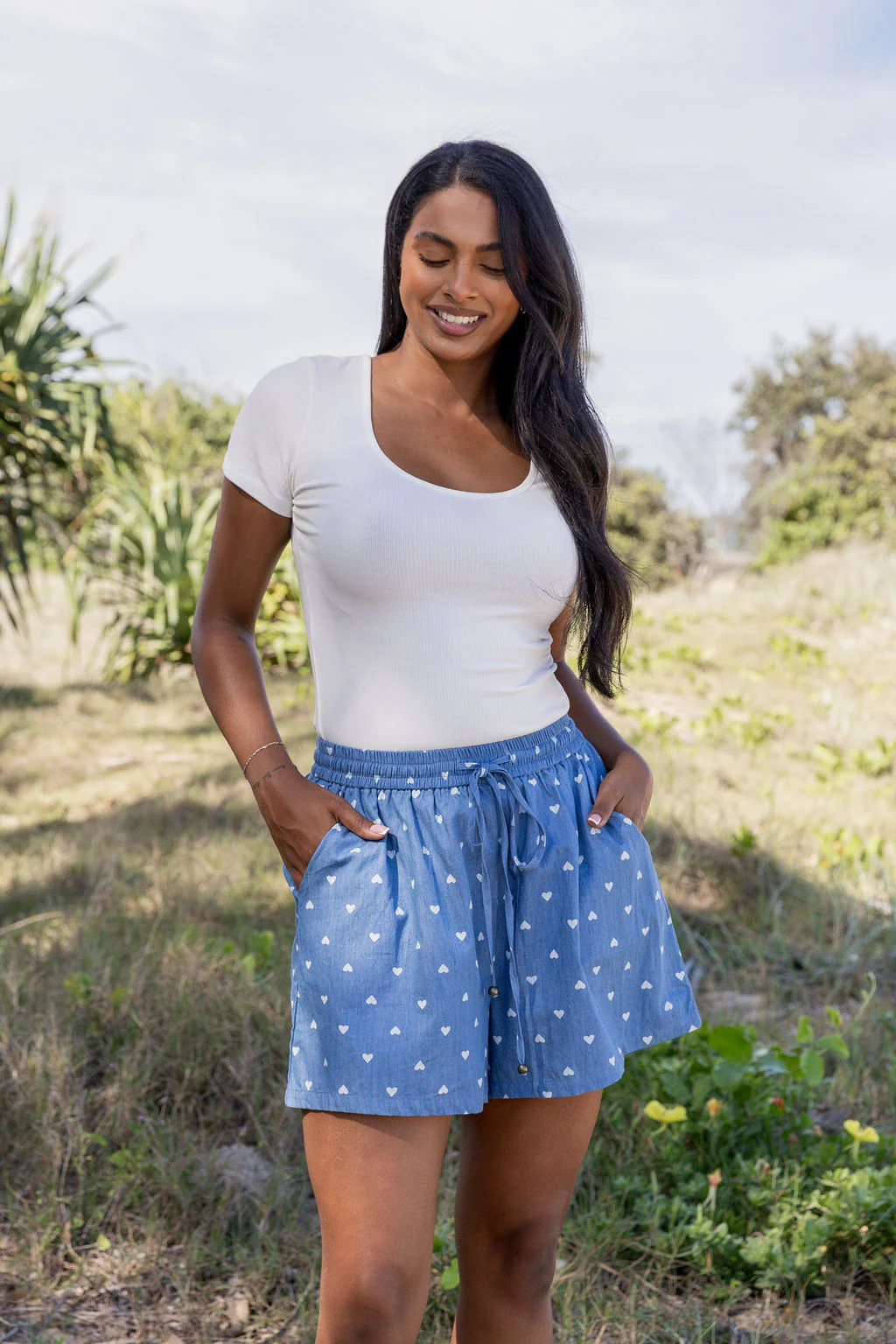 Harlow Shorts in Chambray Hearts - Image 2