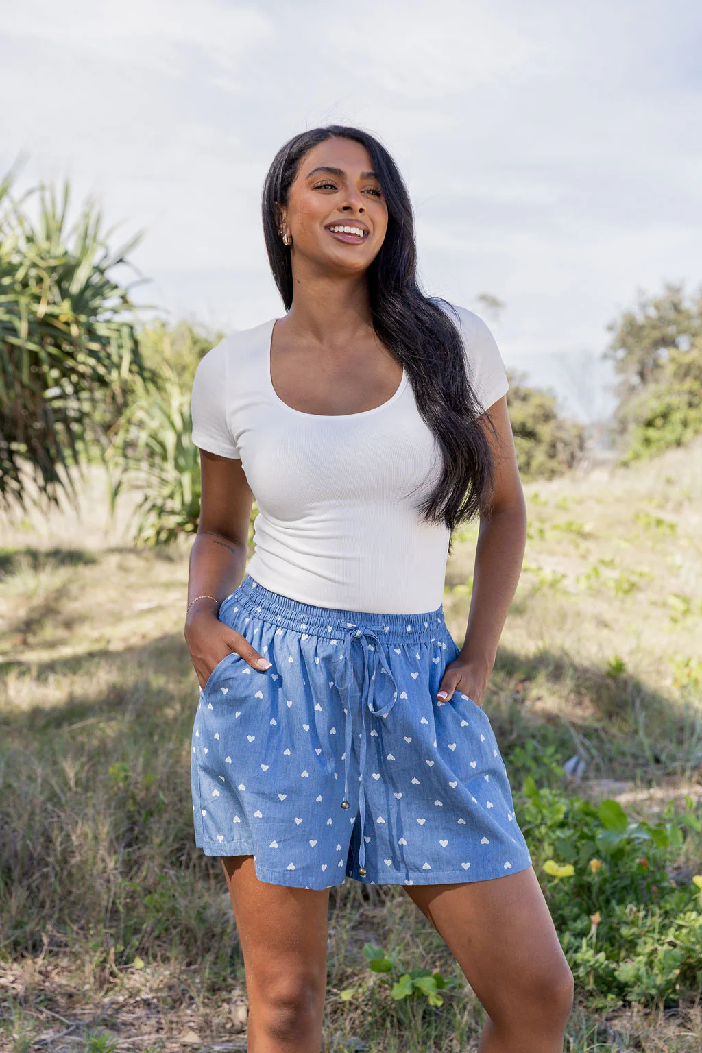 Harlow Shorts in Chambray Hearts - Image 4