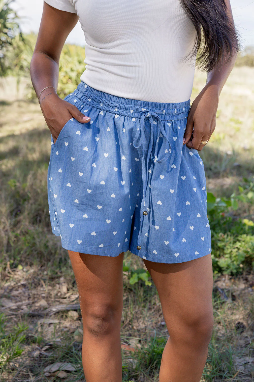 Harlow Shorts in Chambray Hearts - Image 6
