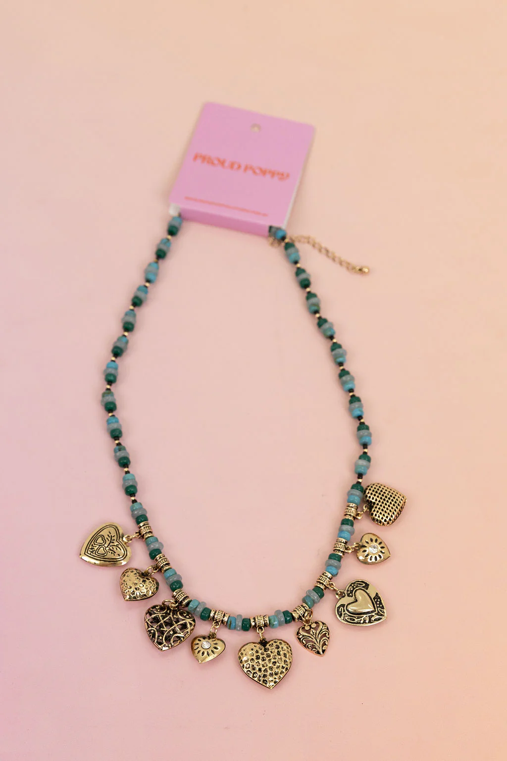 Hearts and Bead Charm Necklace - Image 2