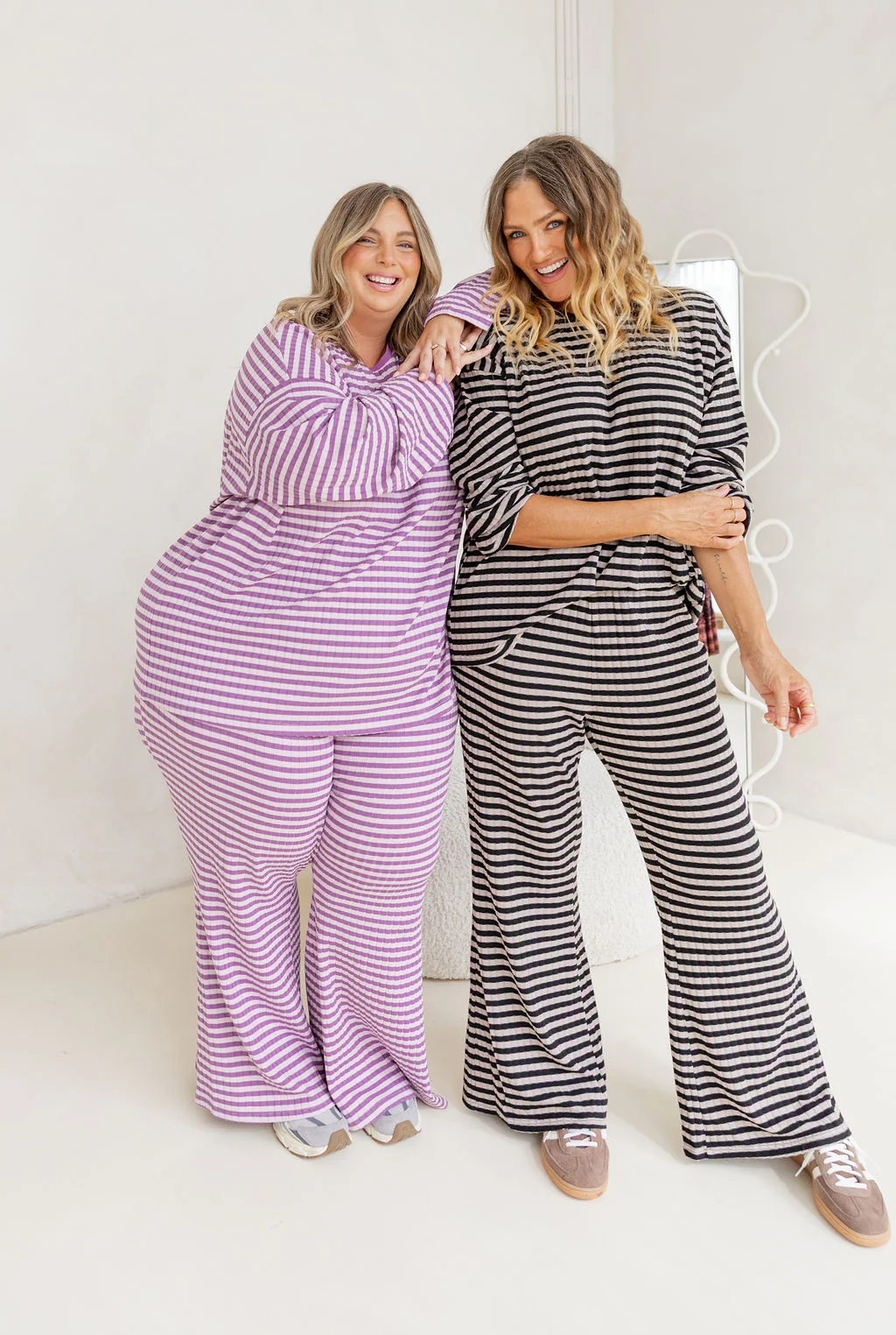 Henry Lounge Knit Pant in Black/Grey Stripe - Image 6