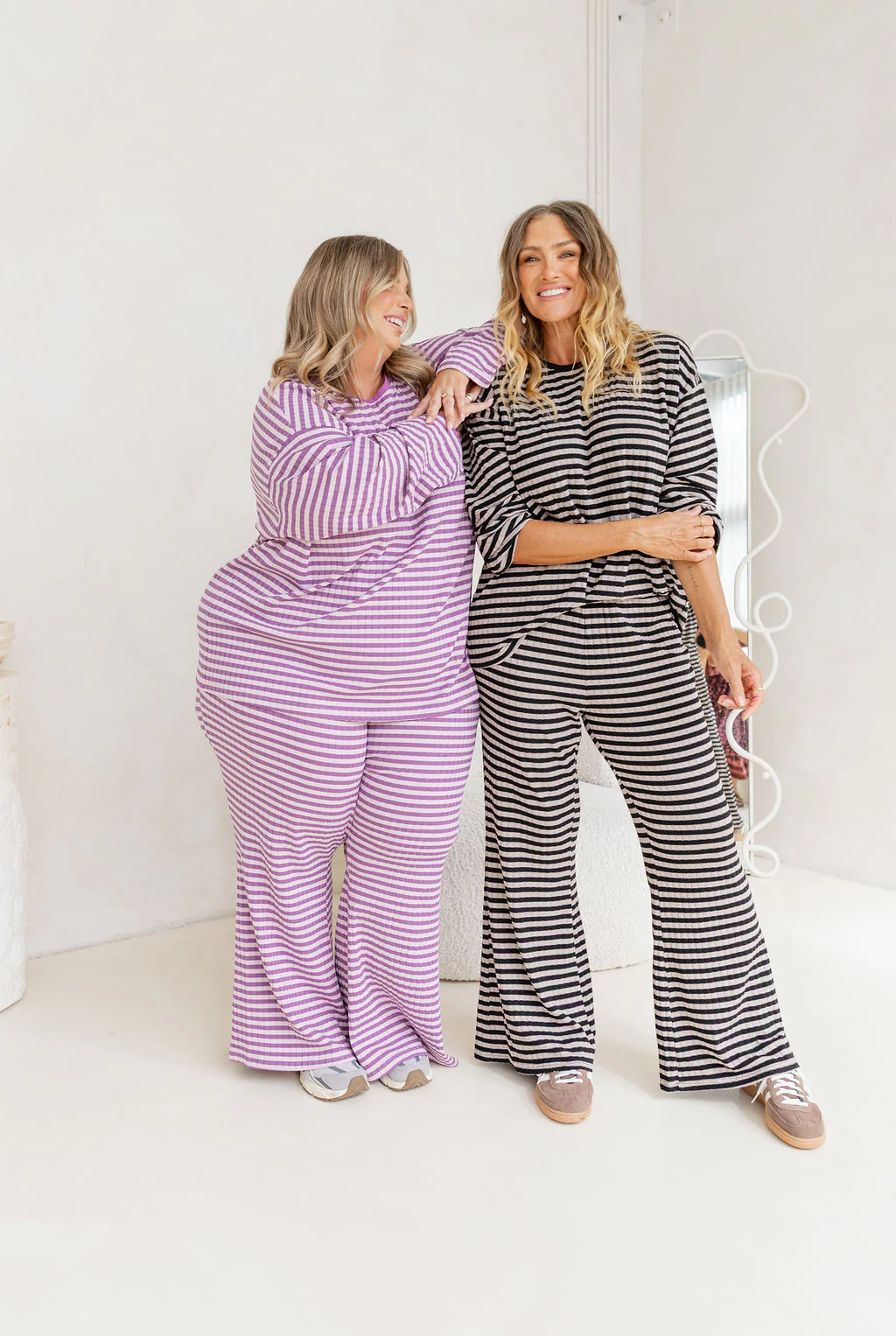 Henry Lounge Knit Pant in Purple/Lilac Stripe - Image 8
