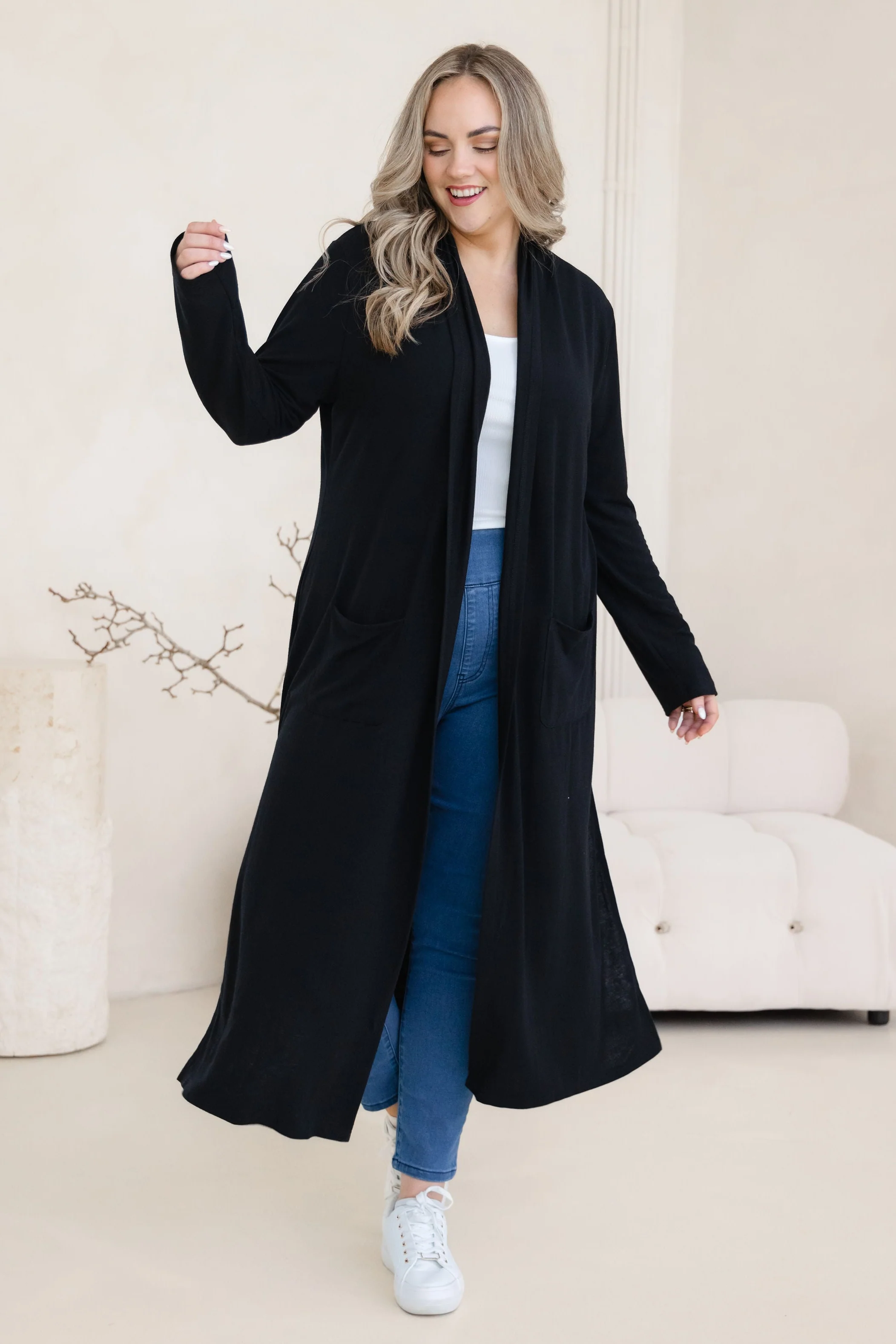 Jane Cardi Maxi Length in Black - Image 3
