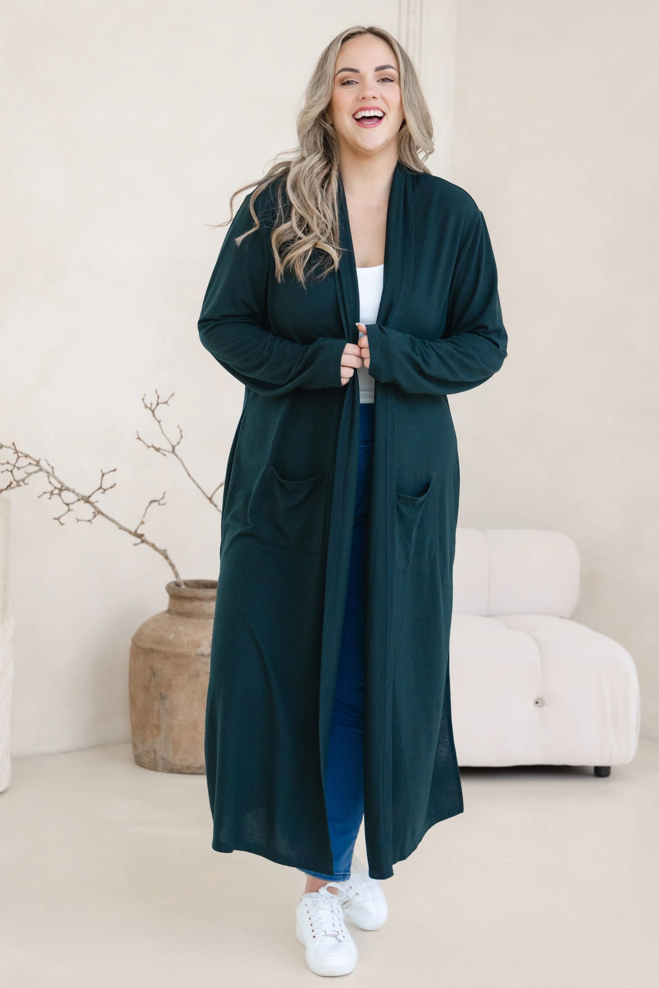 Jane Cardi Maxi Length in Deep Emerald - Image 3