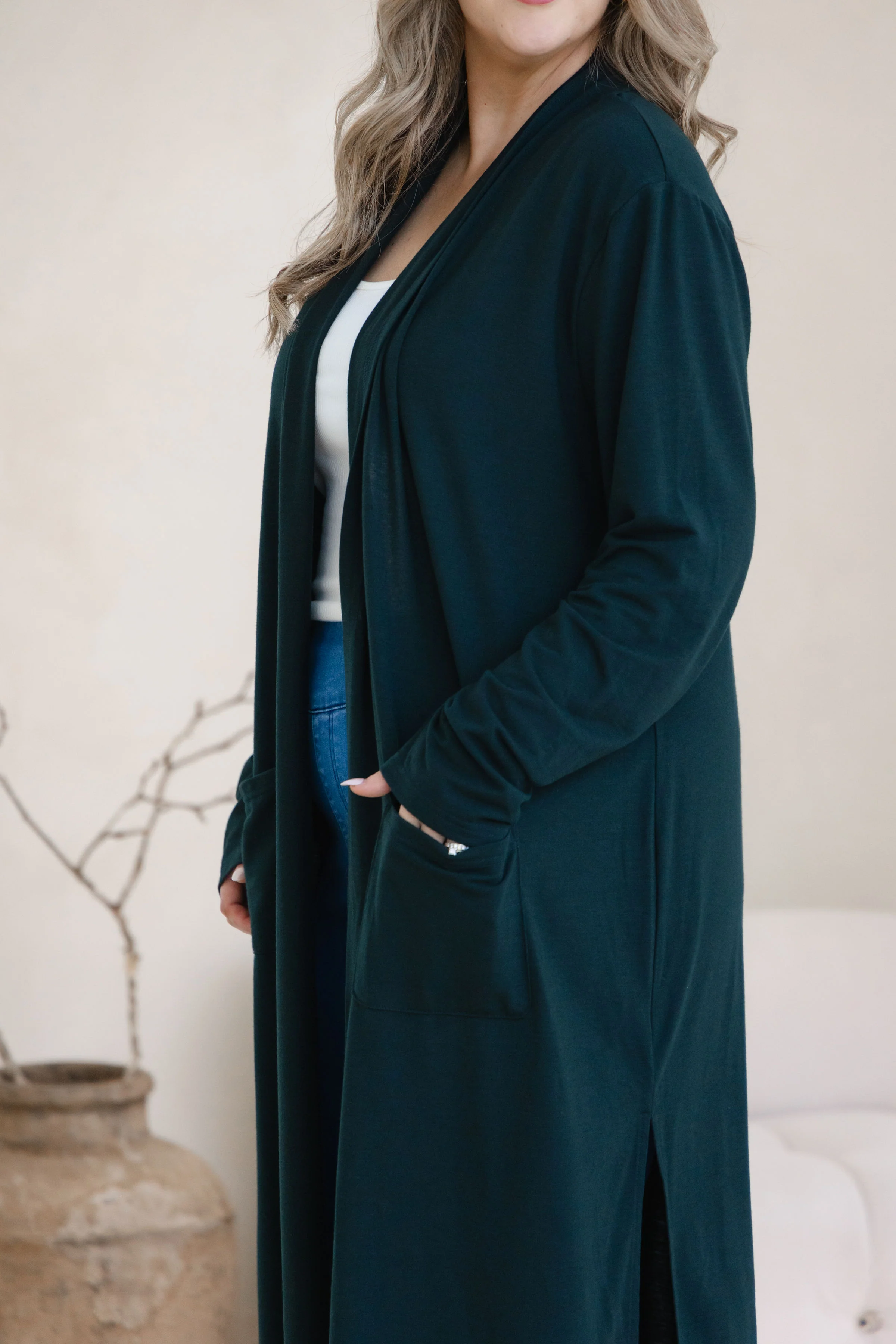 Jane Cardi Maxi Length in Deep Emerald - Image 4