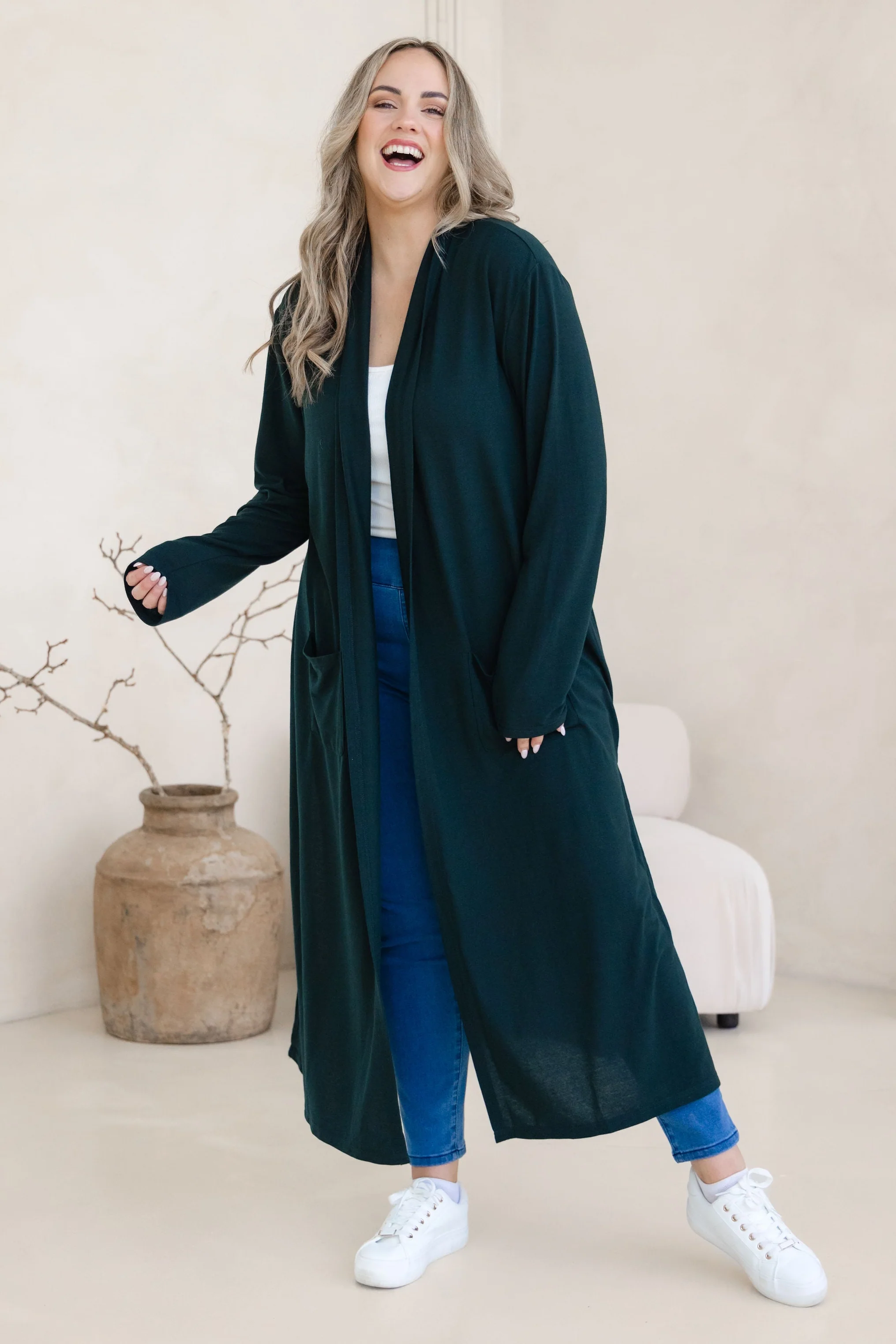 Jane Cardi Maxi Length in Deep Emerald - Image 5