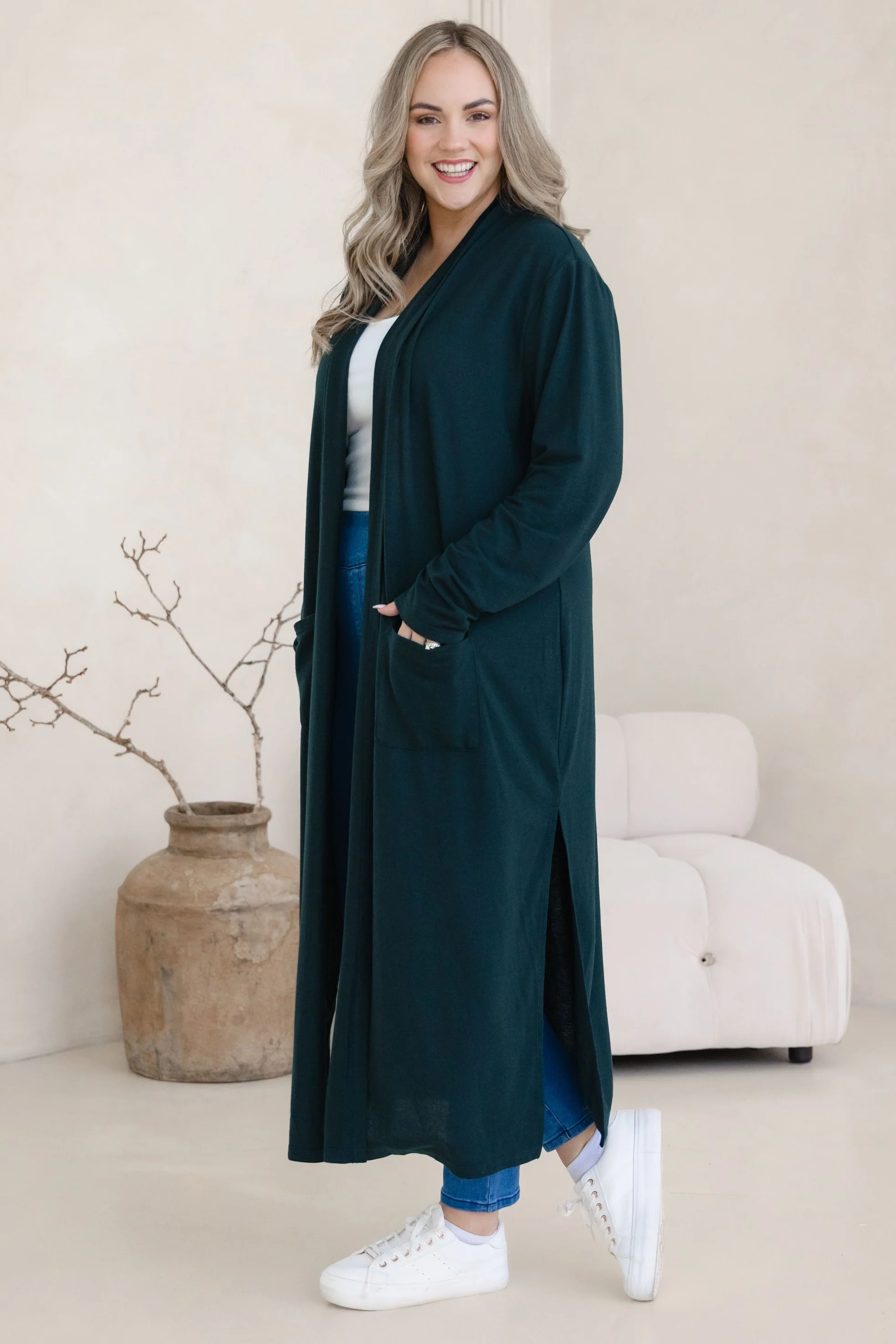 Jane Cardi Maxi Length in Deep Emerald - Image 6
