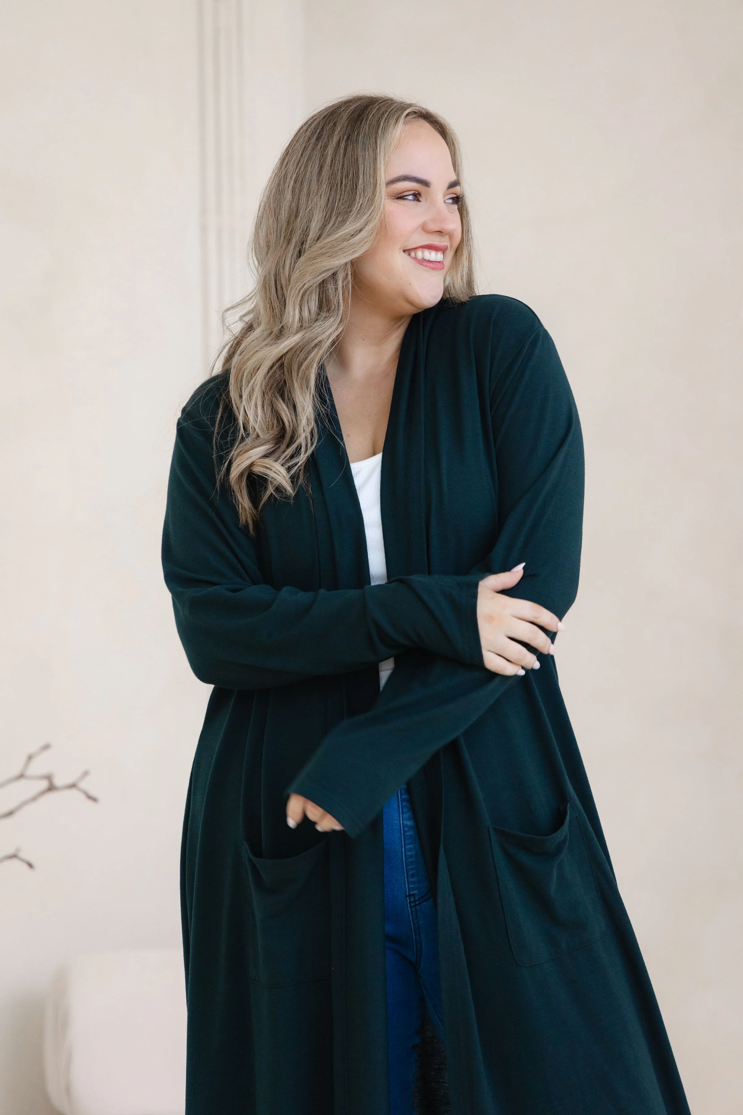 Jane Cardi Maxi Length in Deep Emerald - Image 8