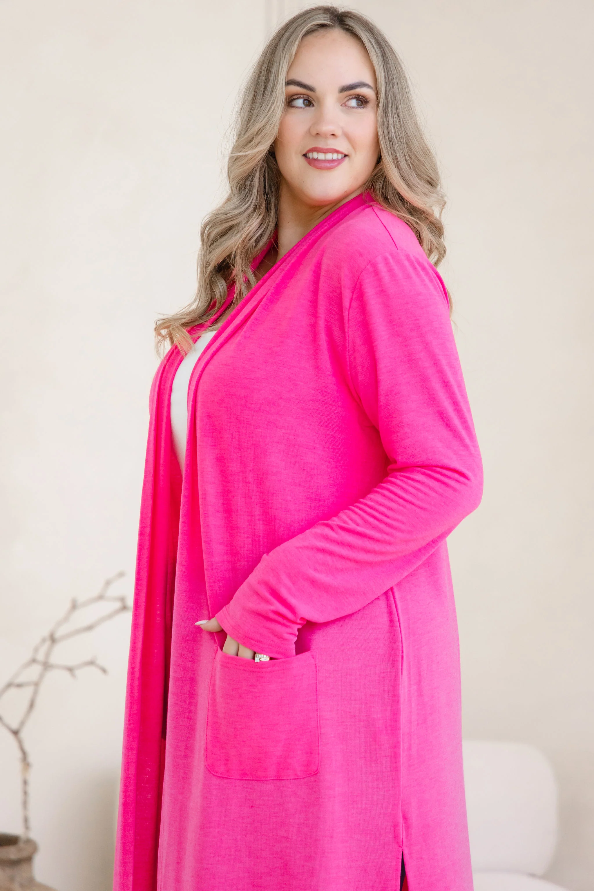 Jane Cardi Maxi Length in Hot Pink - Image 7
