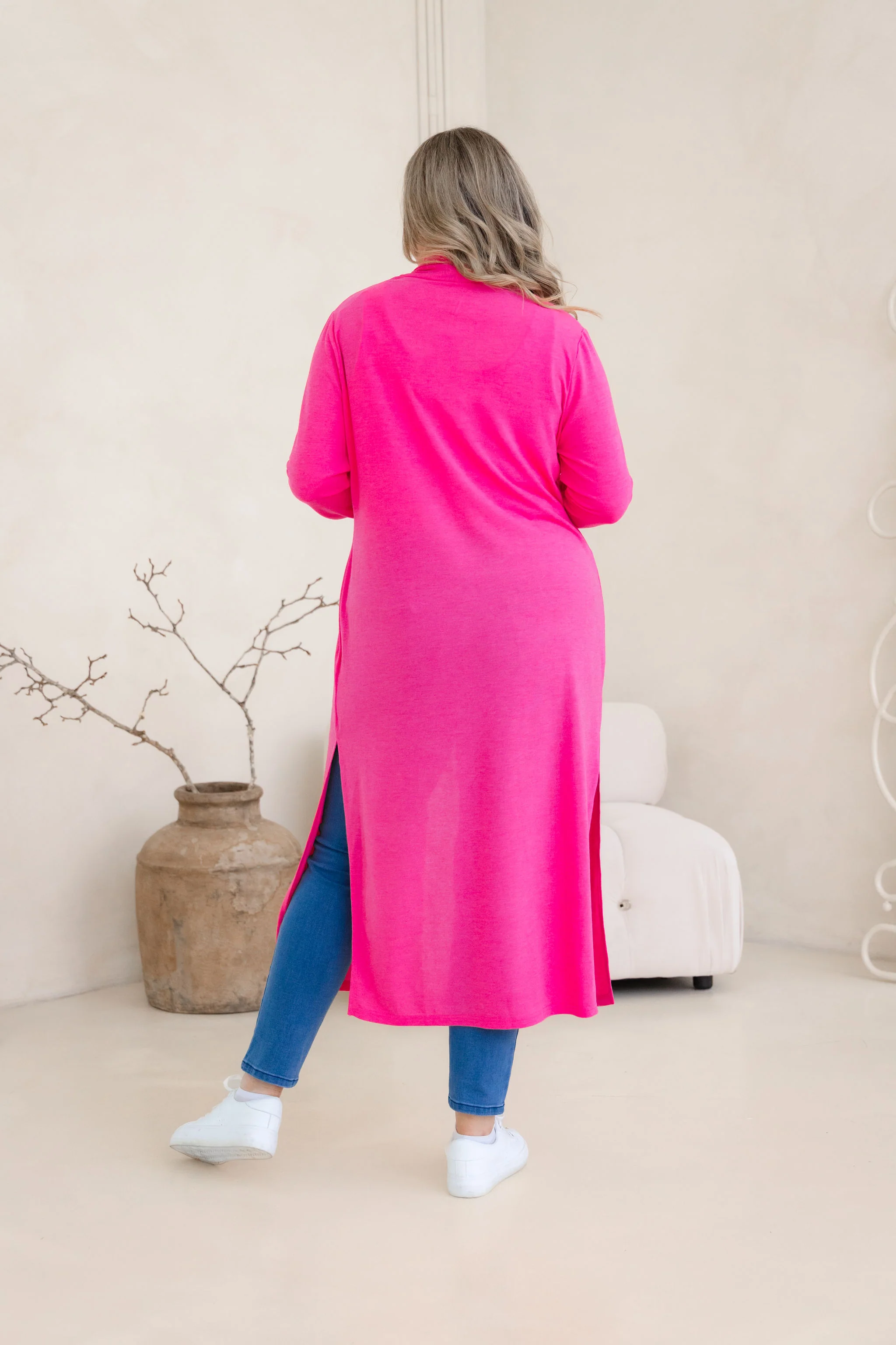 Jane Cardi Maxi Length in Hot Pink - Image 8