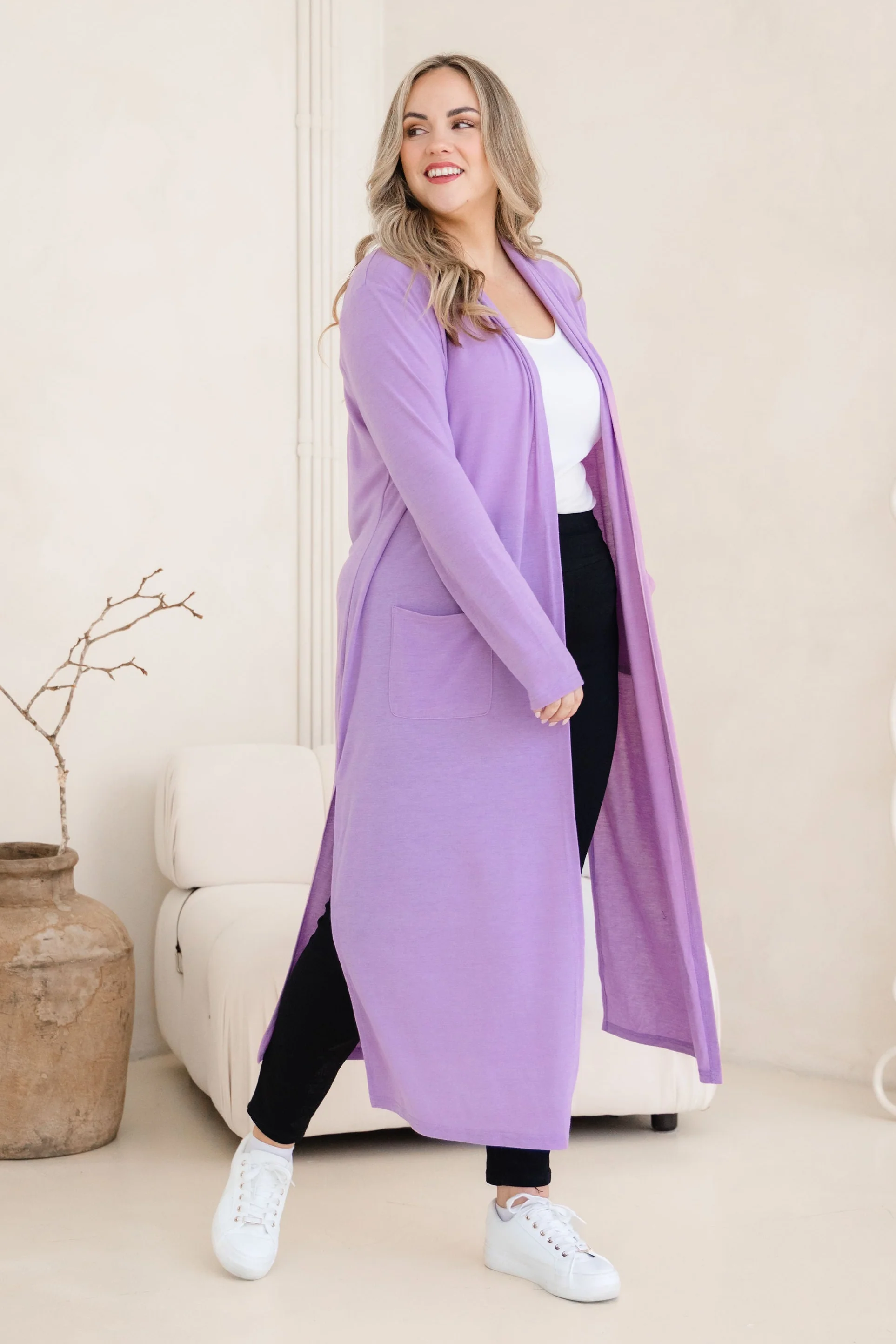 Jane Cardi Maxi Length in Lavender - Image 4