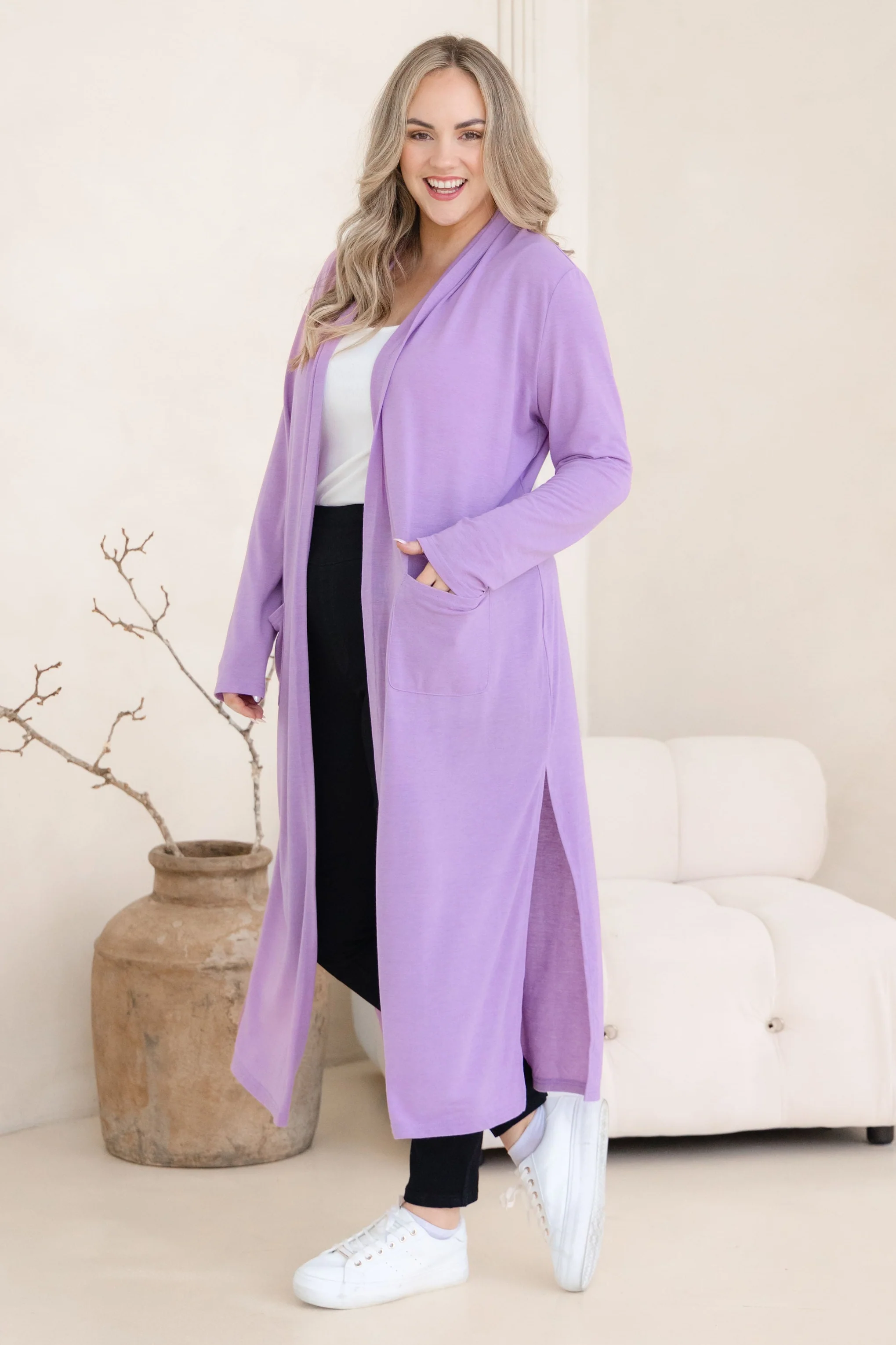 Jane Cardi Maxi Length in Lavender - Image 6