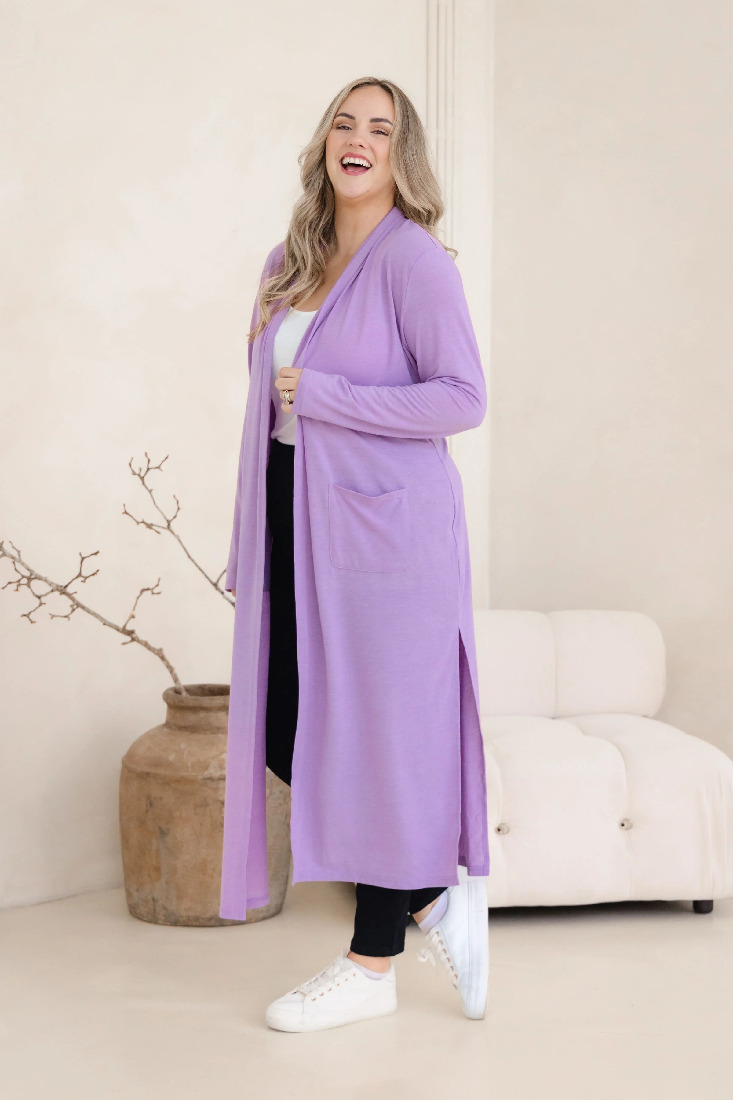 Jane Cardi Maxi Length in Lavender - Image 7