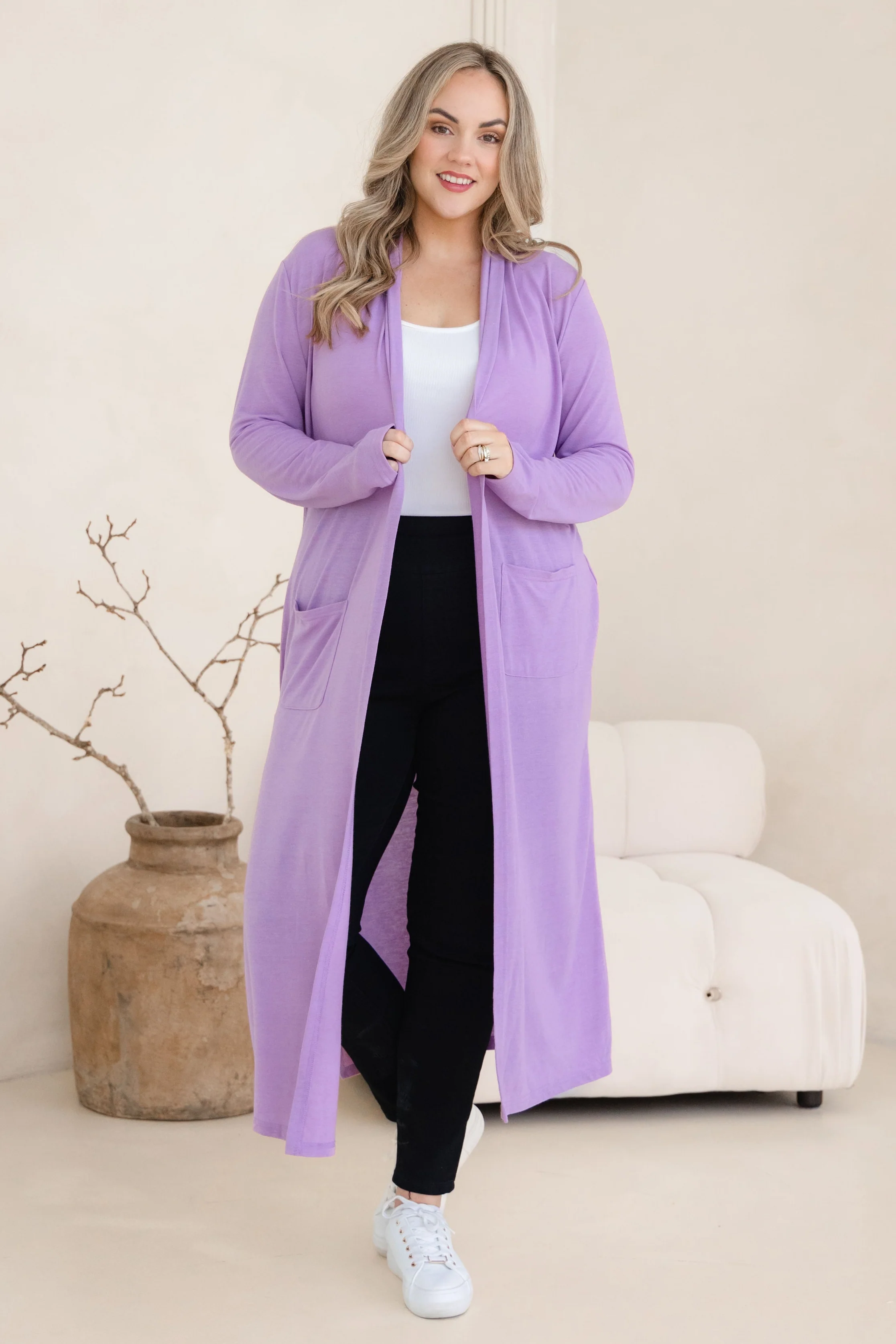 Jane Cardi Maxi Length in Lavender - Image 9