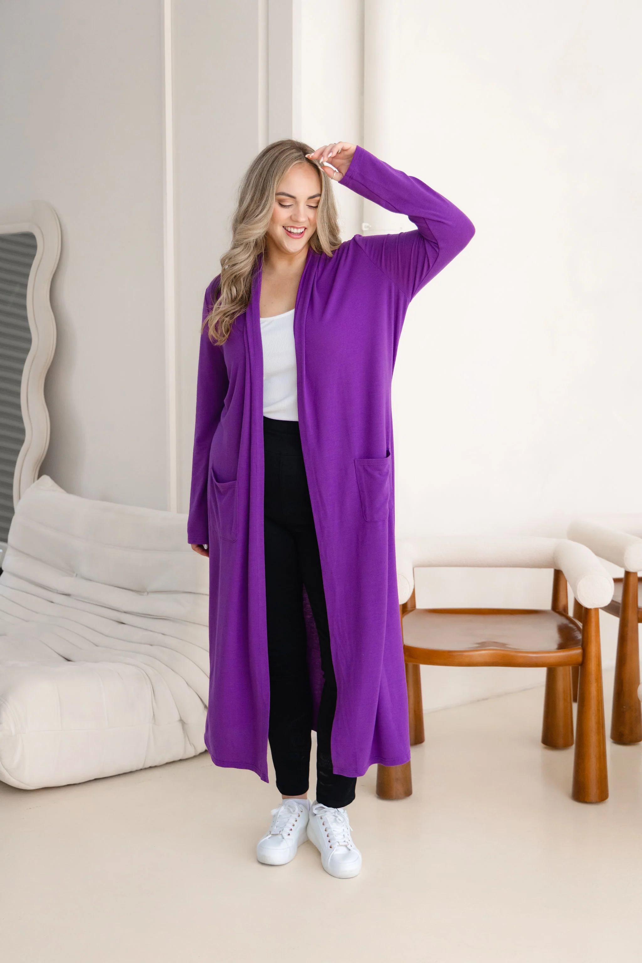Jane Cardi Maxi Length in Purple - Image 3