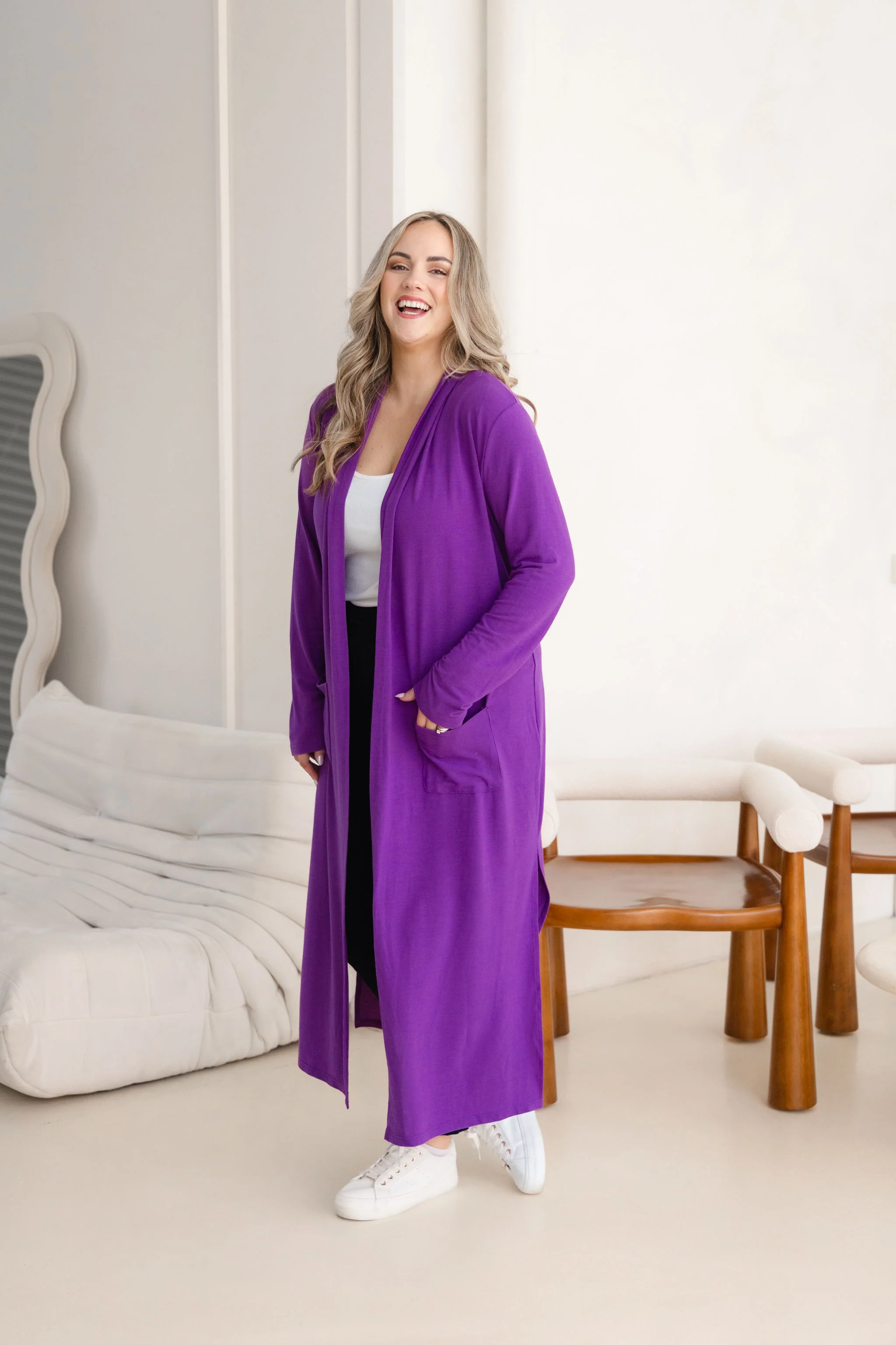 Jane Cardi Maxi Length in Purple - Image 4