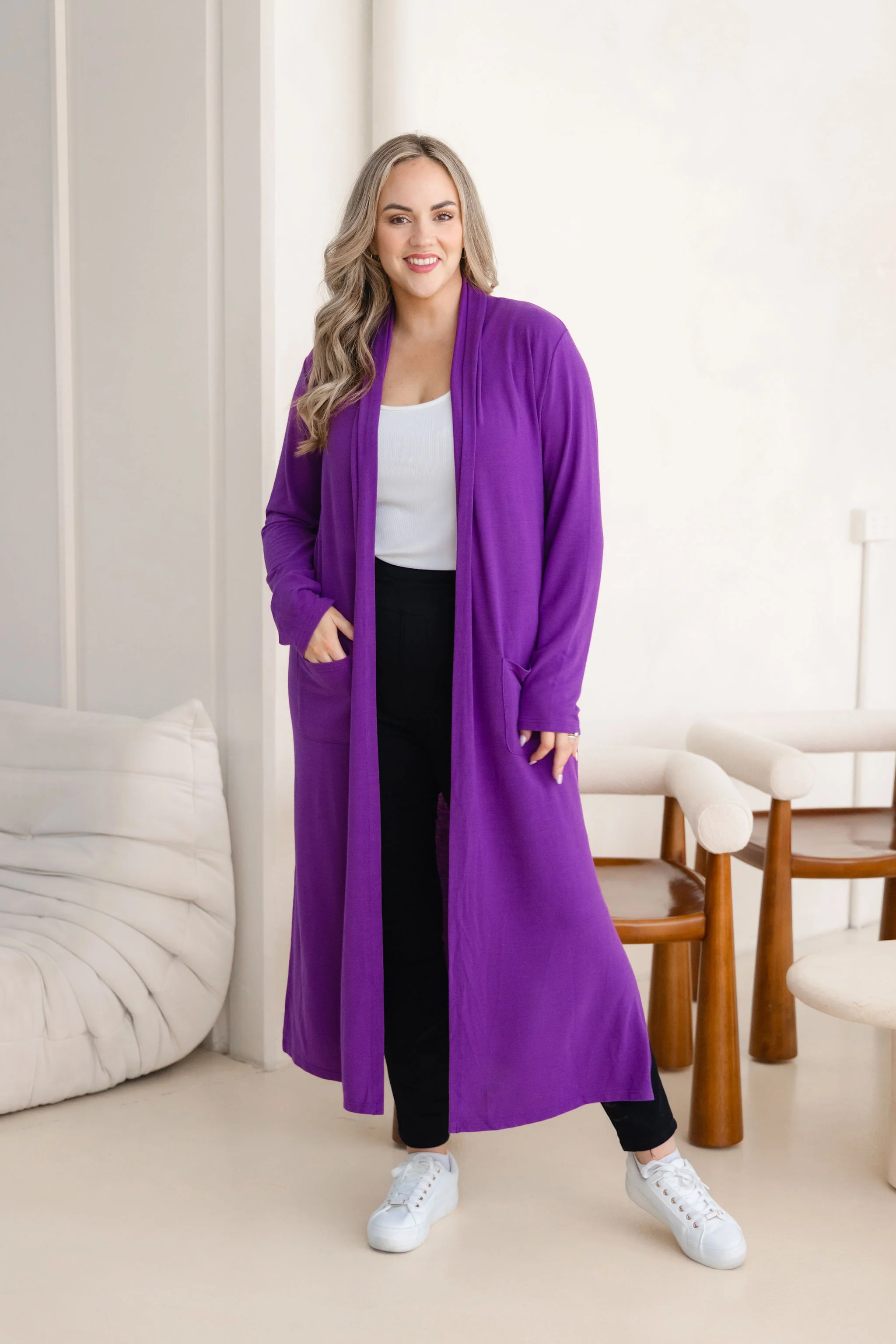 Jane Cardi Maxi Length in Purple - Image 6