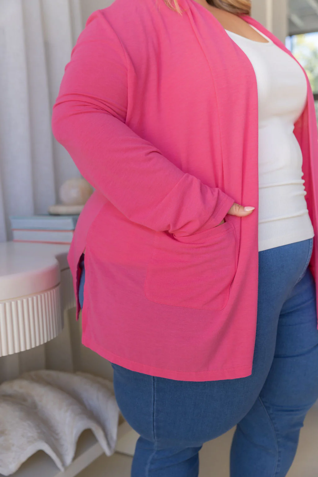 Jane Cardi Short Length in Hot Pink - Image 12