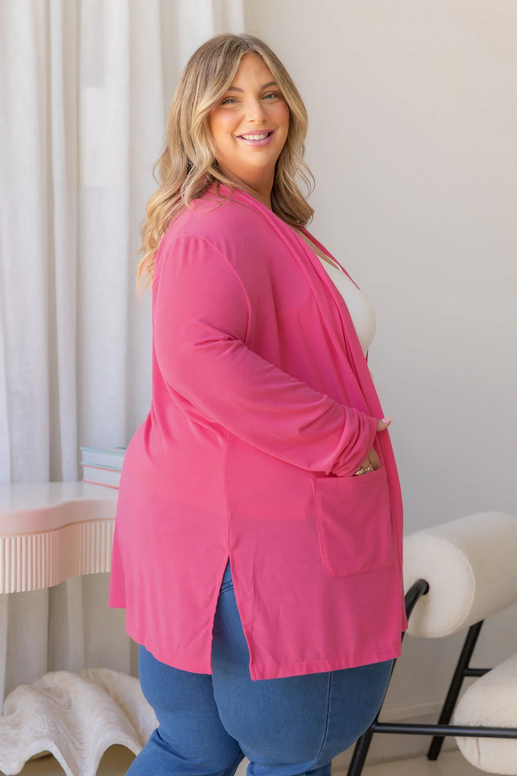 Jane Cardi Short Length in Hot Pink - Image 13
