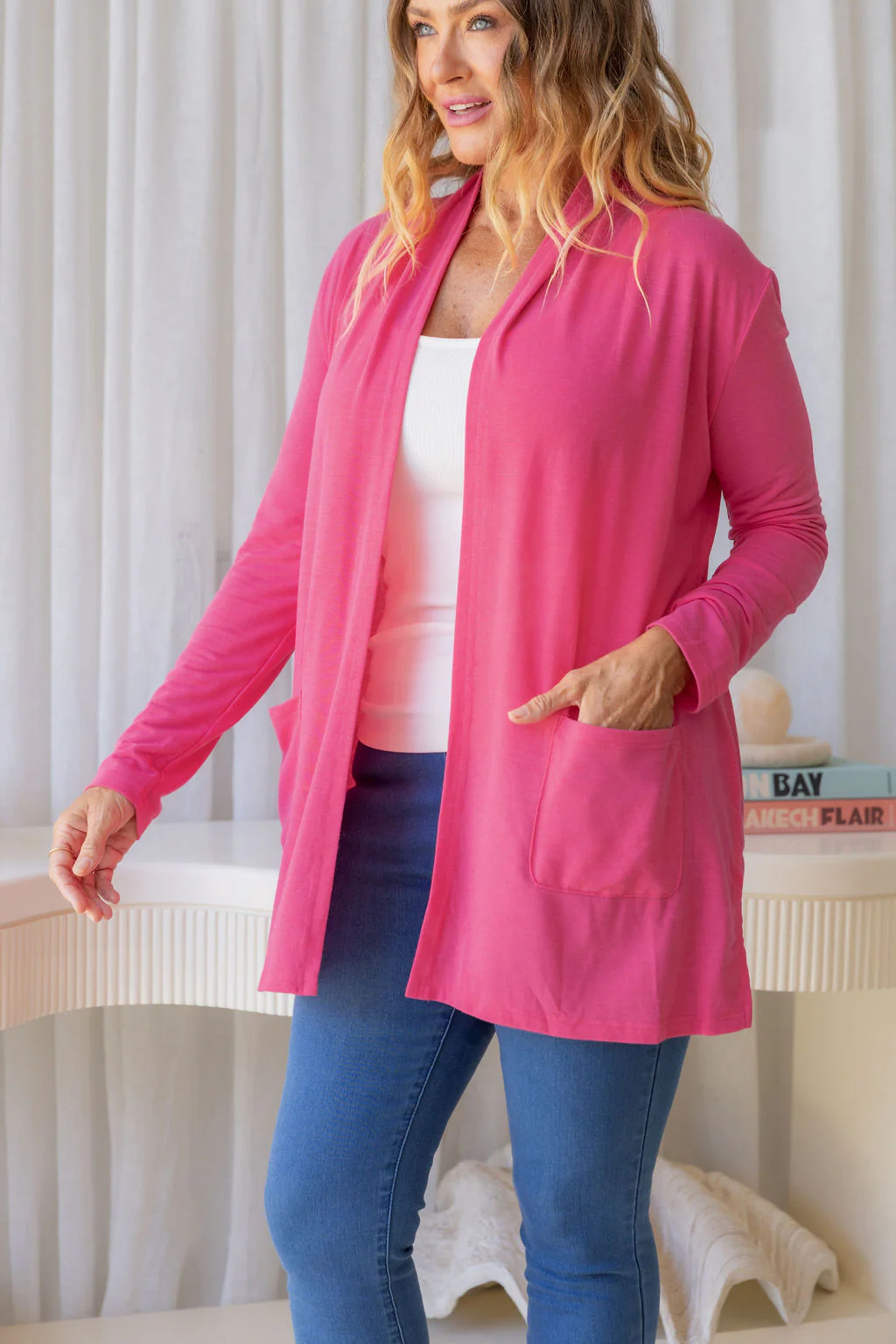 Jane Cardi Short Length in Hot Pink - Image 6