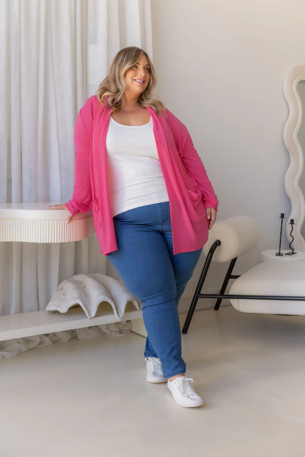 Jane Cardi Short Length in Hot Pink - Image 7