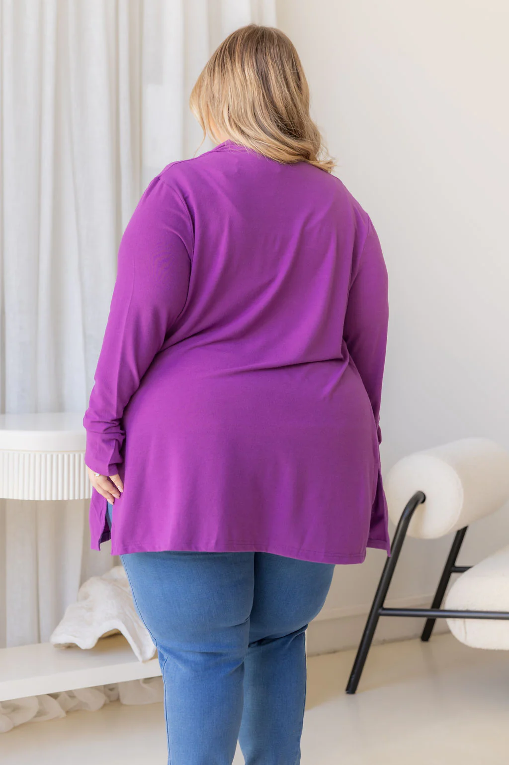 Jane Cardi Short Length in Purple - Image 10