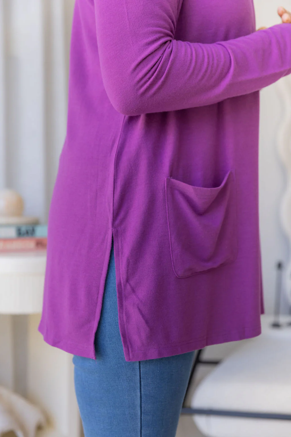 Jane Cardi Short Length in Purple - Image 18