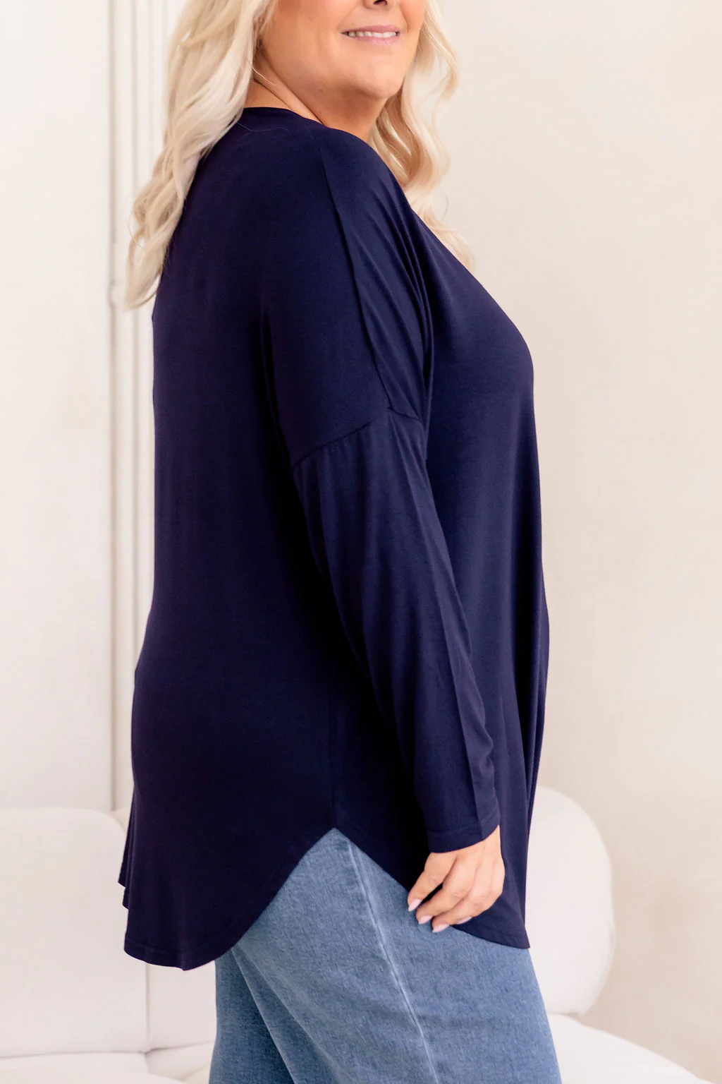 Jasper Jersey Top in Navy - Image 4