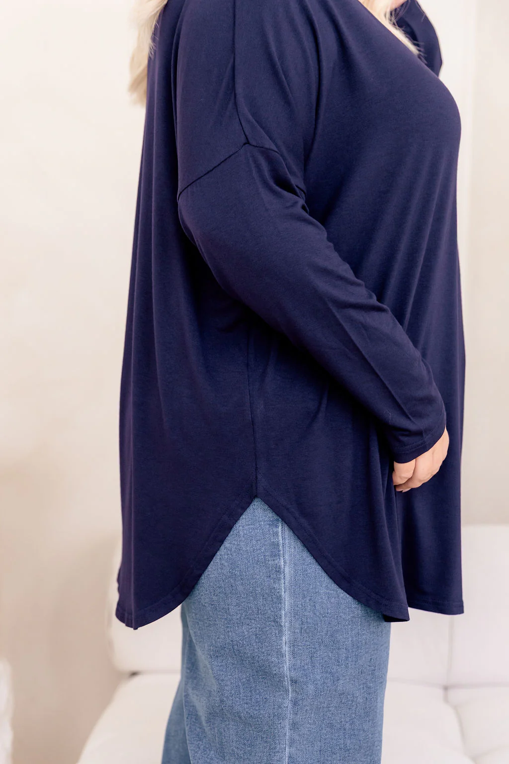 Jasper Jersey Top in Navy - Image 7