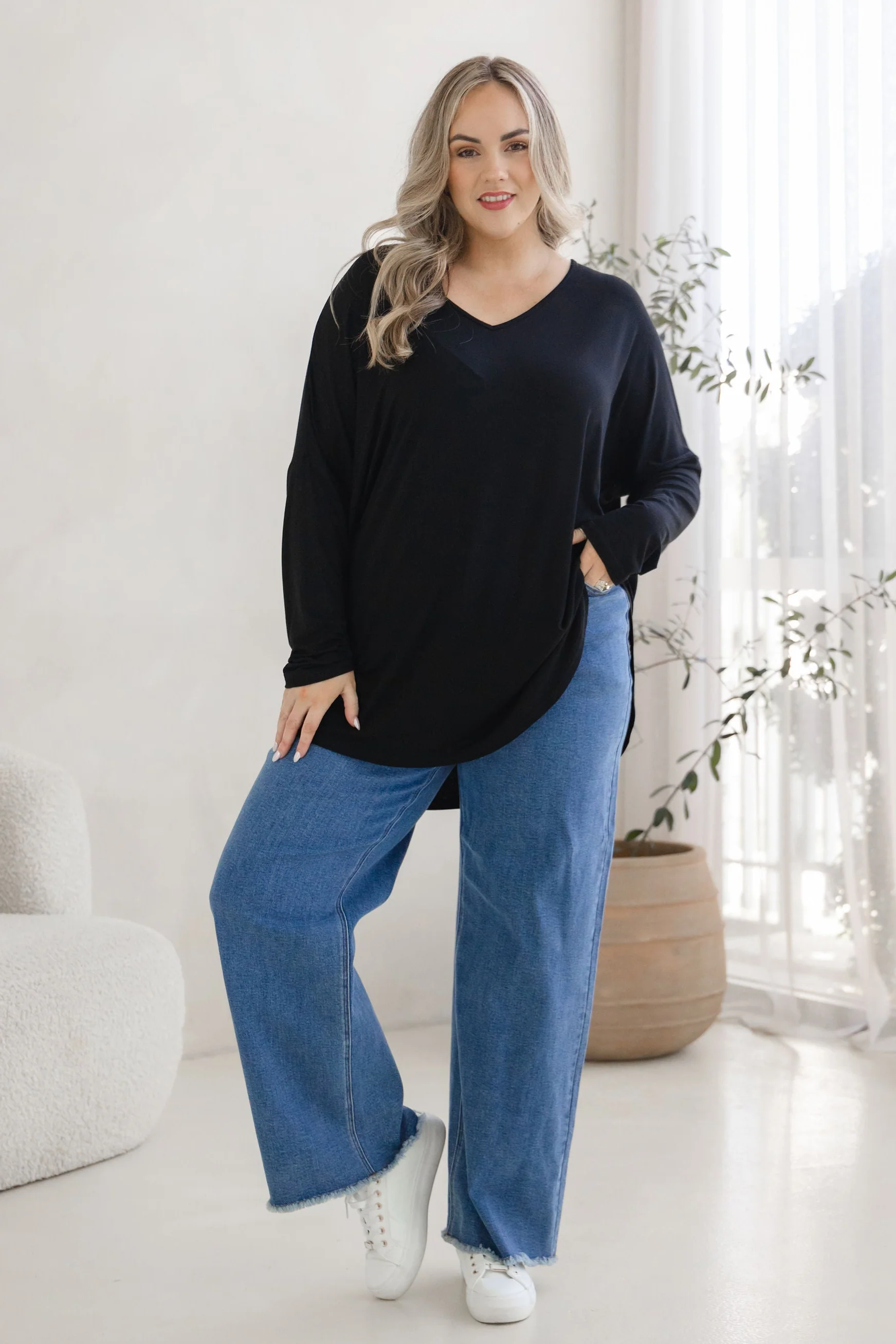Jasper Jersey Top in Black - Image 3