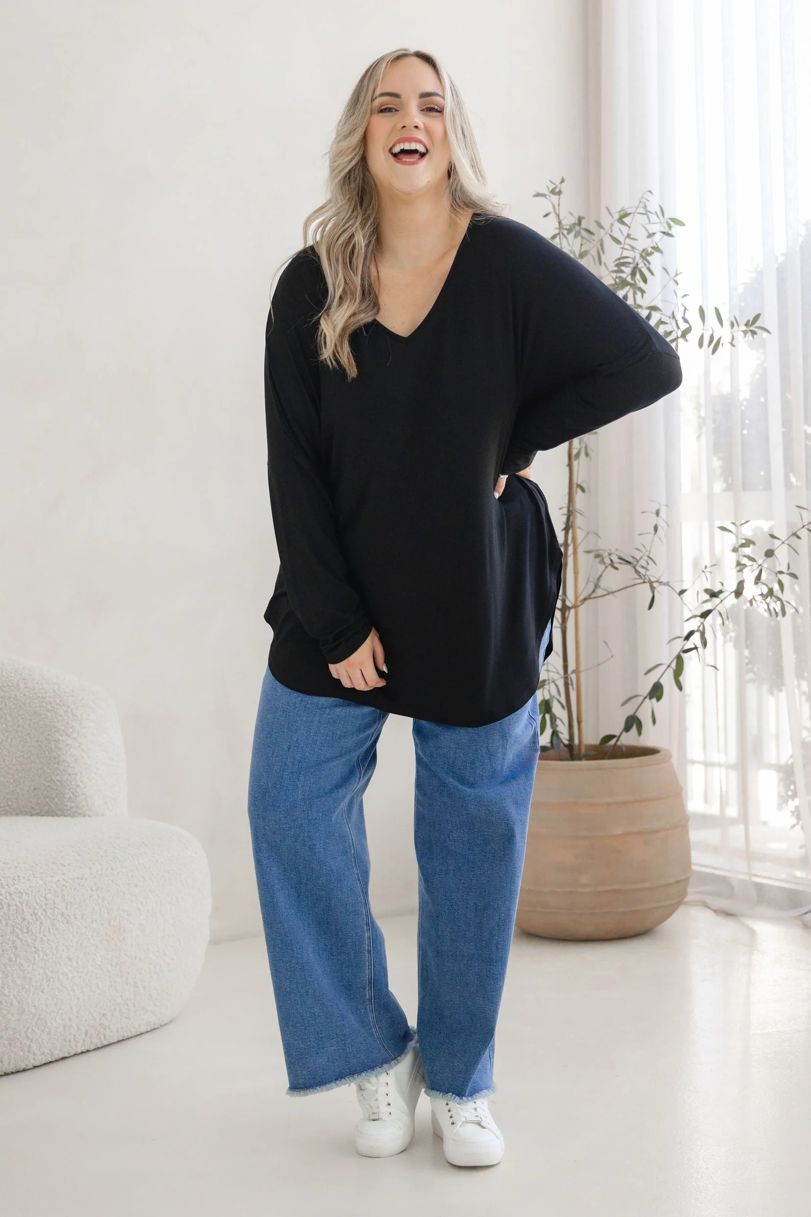 Jasper Jersey Top in Black - Image 7