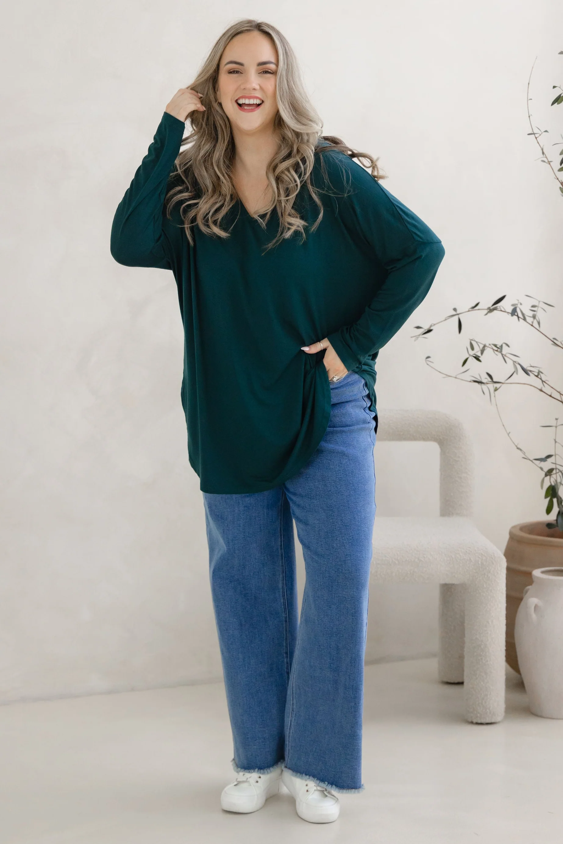 Jasper Jersey Top in Emerald - Image 4