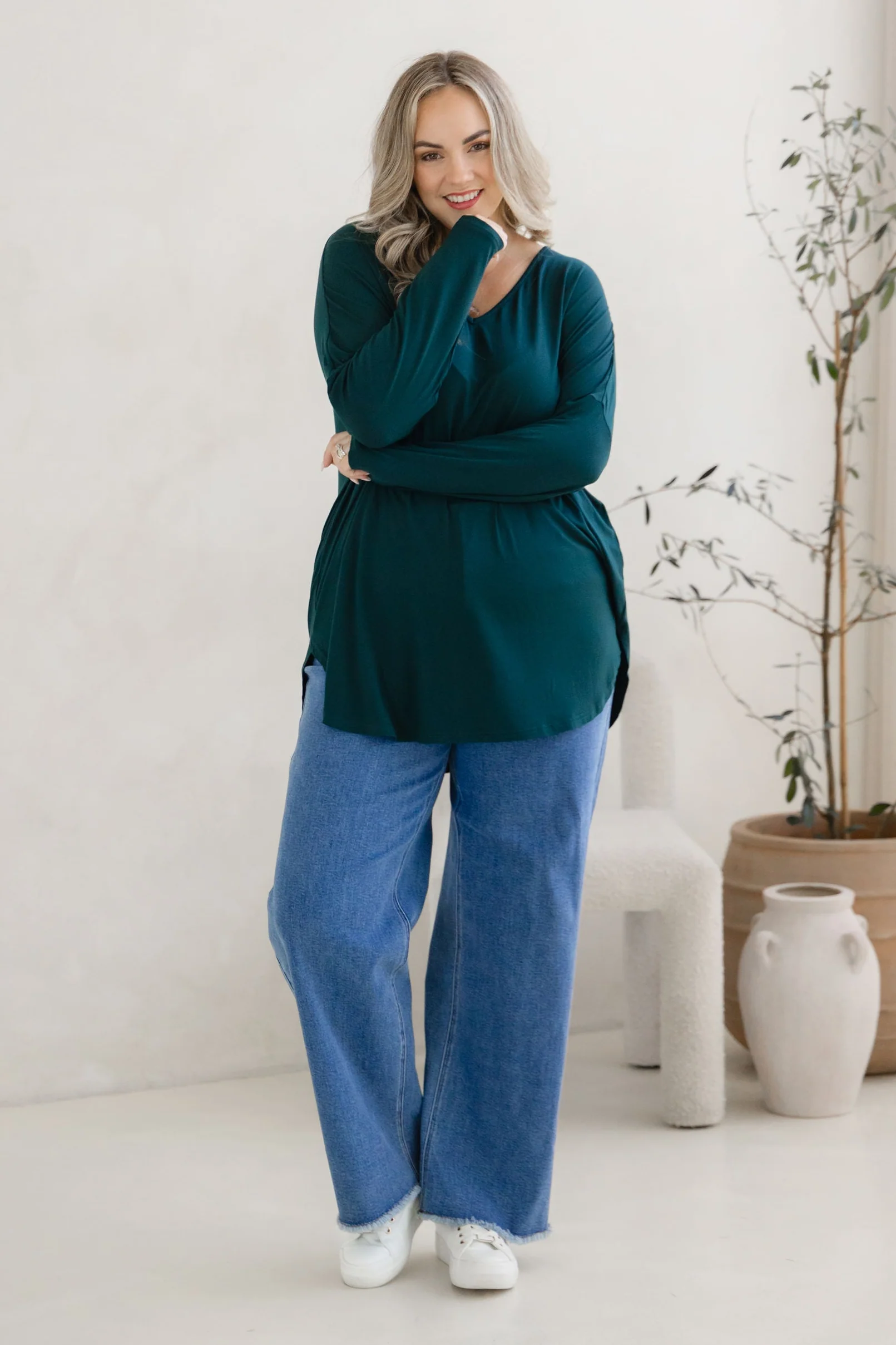 Jasper Jersey Top in Emerald - Image 6