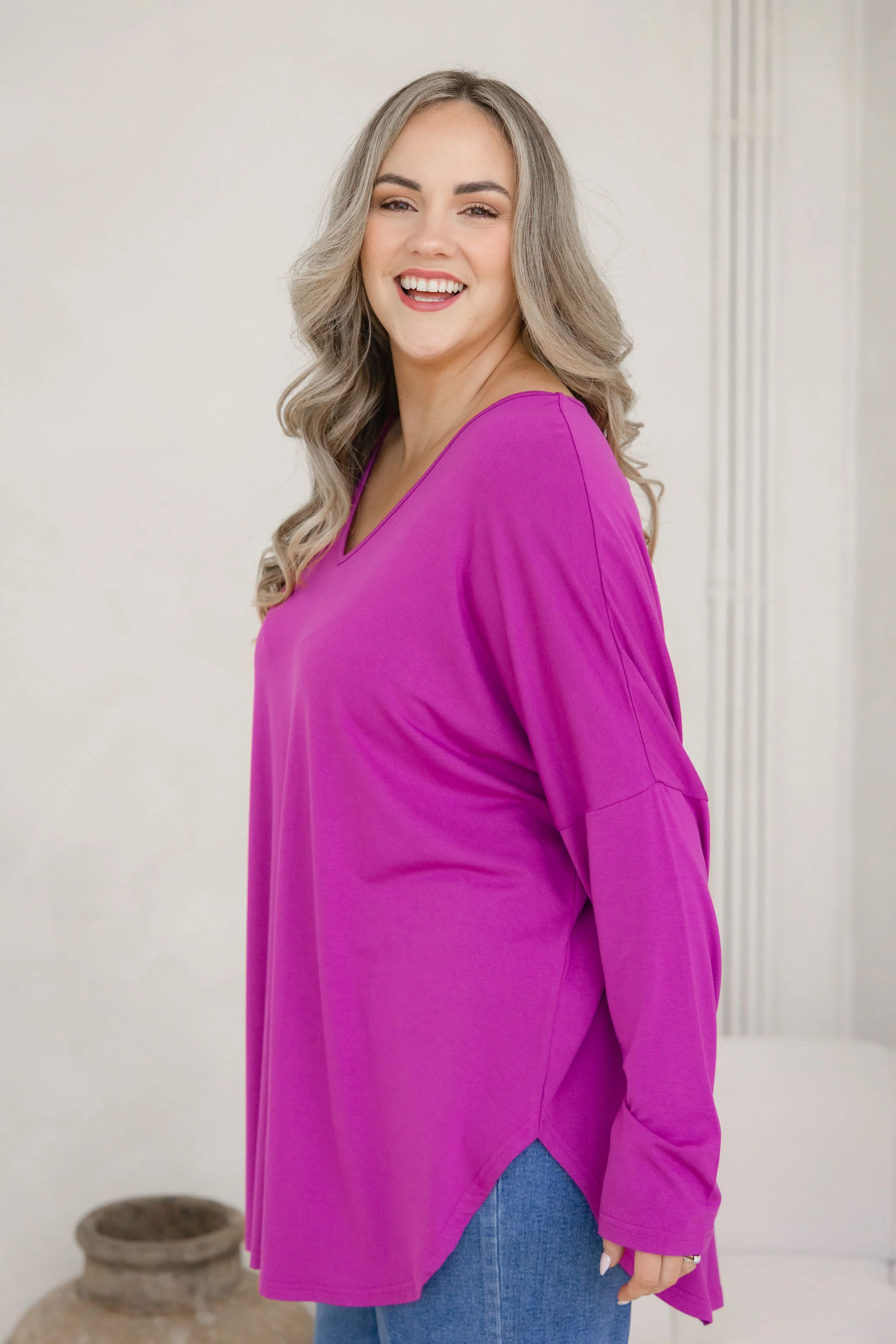 Jasper Jersey Top in Fuchsia - Image 4