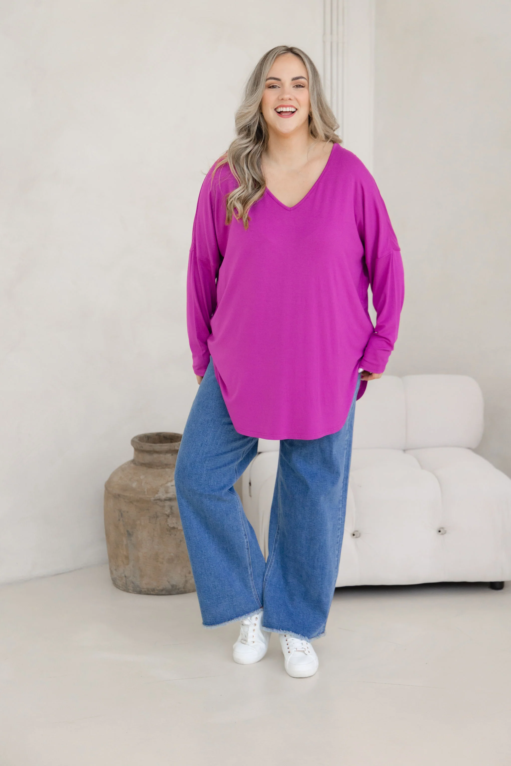 Jasper Jersey Top in Fuchsia - Image 9