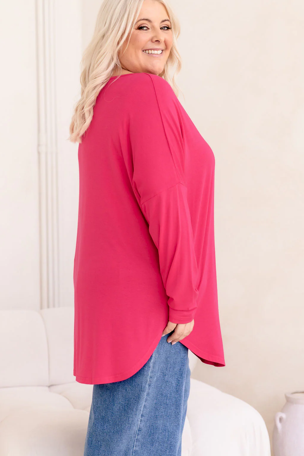 Jasper Jersey Top in Hot Pink - Image 3