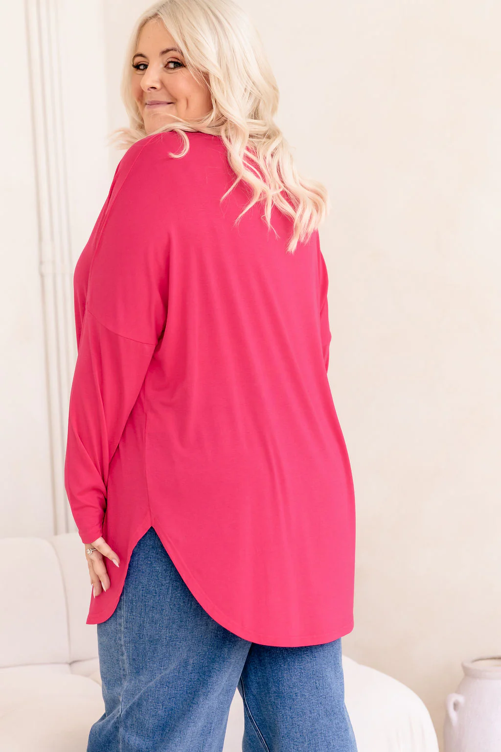 Jasper Jersey Top in Hot Pink - Image 8