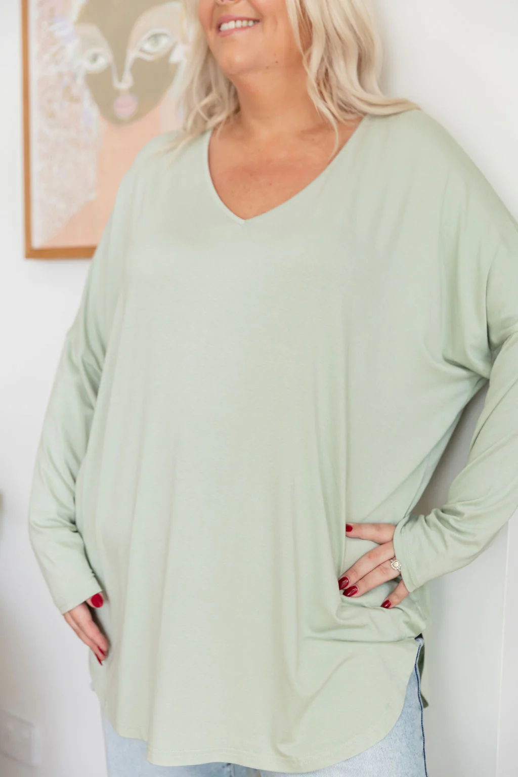 Jasper Jersey Top in Sage - Image 4