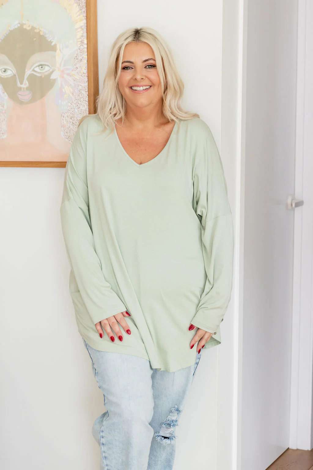 Jasper Jersey Top in Sage - Image 5