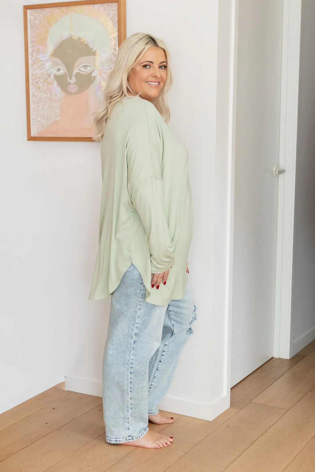 Jasper Jersey Top in Sage - Image 7