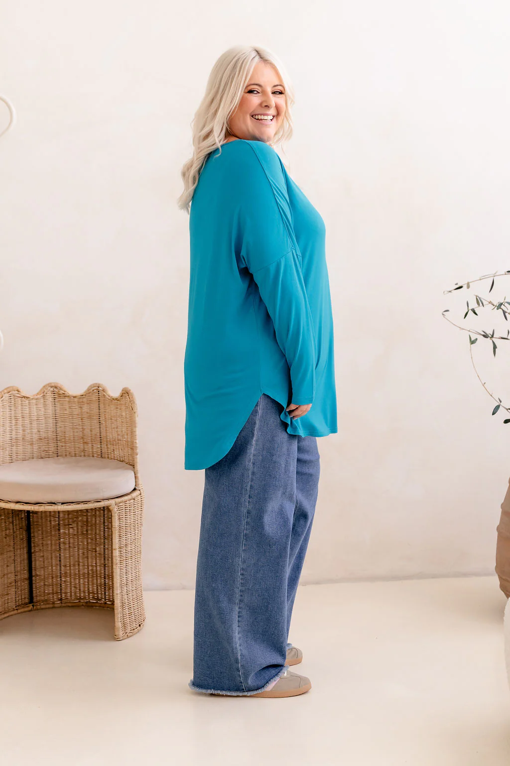 Jasper Jersey Top in Turquoise - Image 4