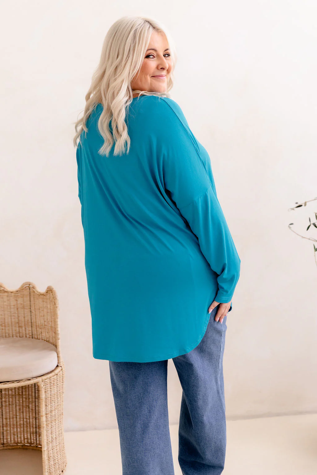 Jasper Jersey Top in Turquoise - Image 5