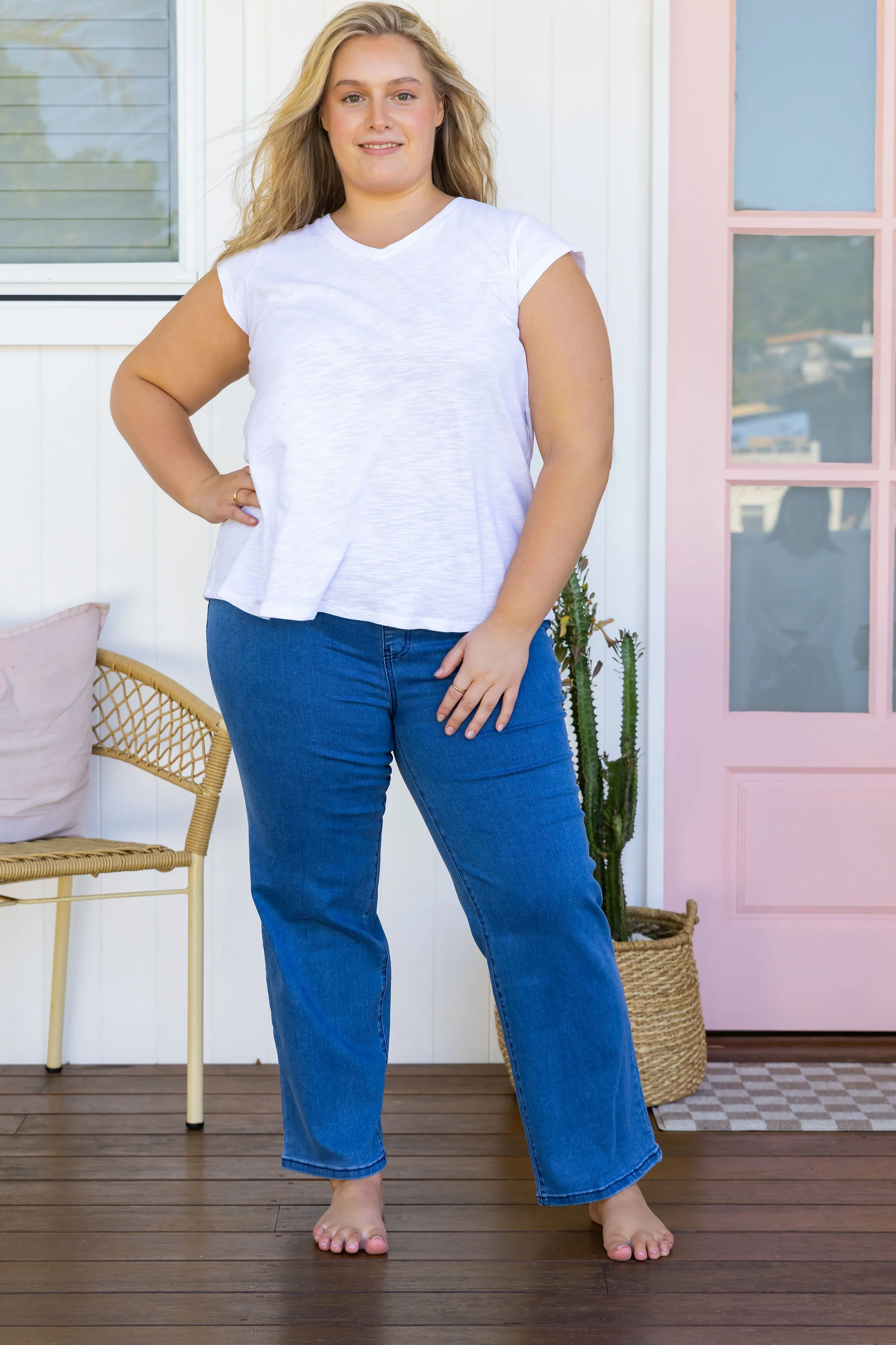 Lara Pull on Jeans in Mid Blue - Image 28